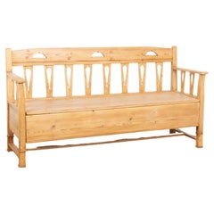 Used Pine Bench With Storage, Sweden circa 1880