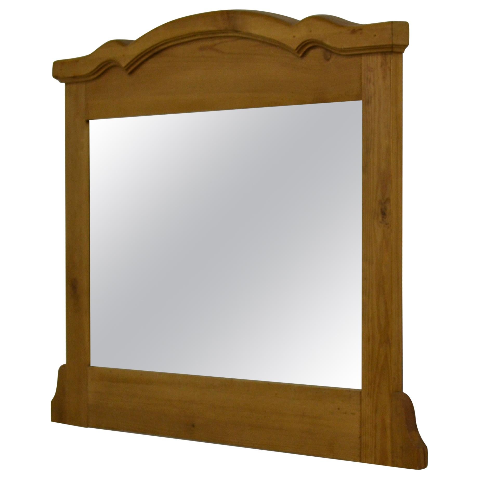 Pine Beveled Glass Over-Mantle or Wall Mirror