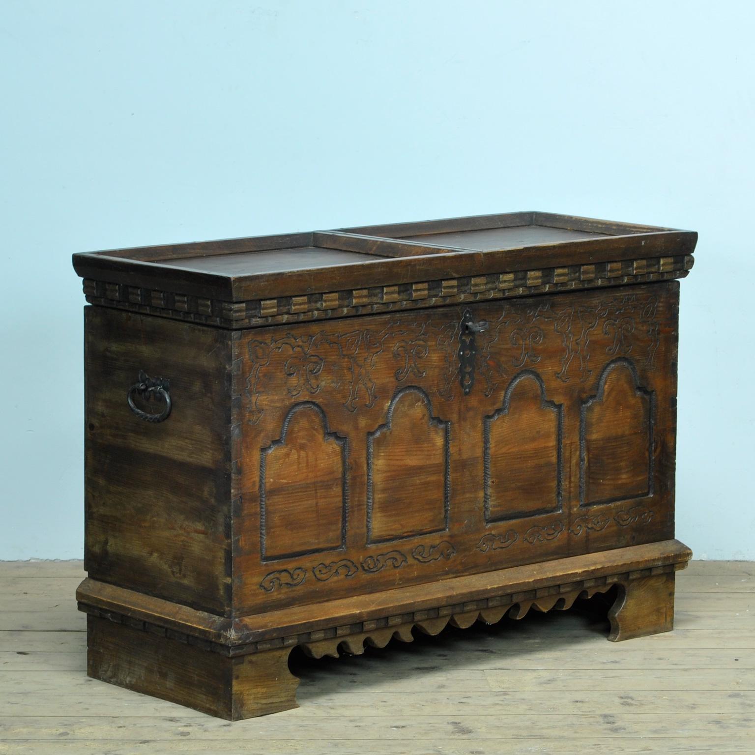 Folk Art Pine Blanket Chest, Circa 1880 For Sale