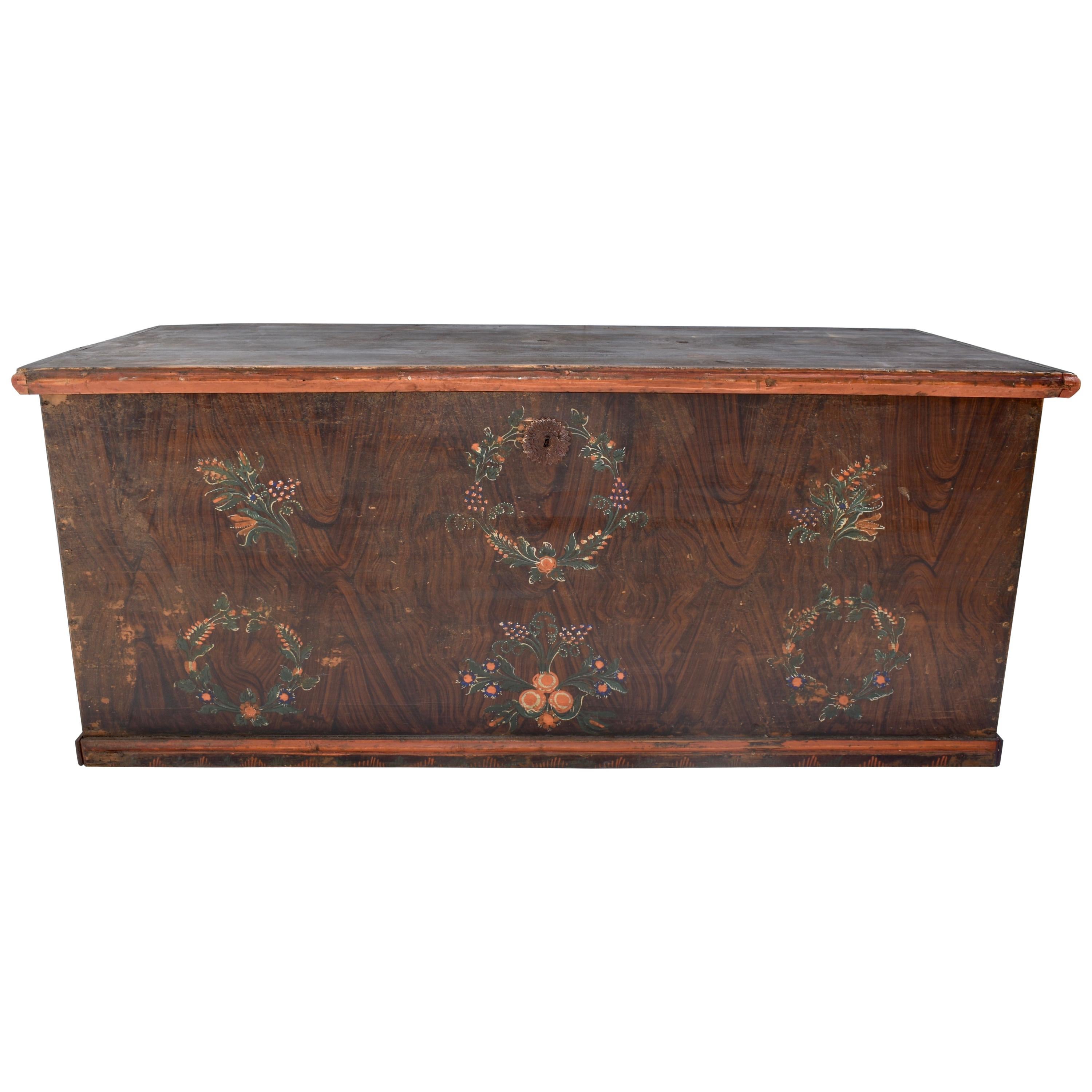 Pine Blanket Chest in Original Decorative Paint