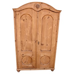 Antique Pine Bonnet-Top Armoire with Two Doors and One Drawer