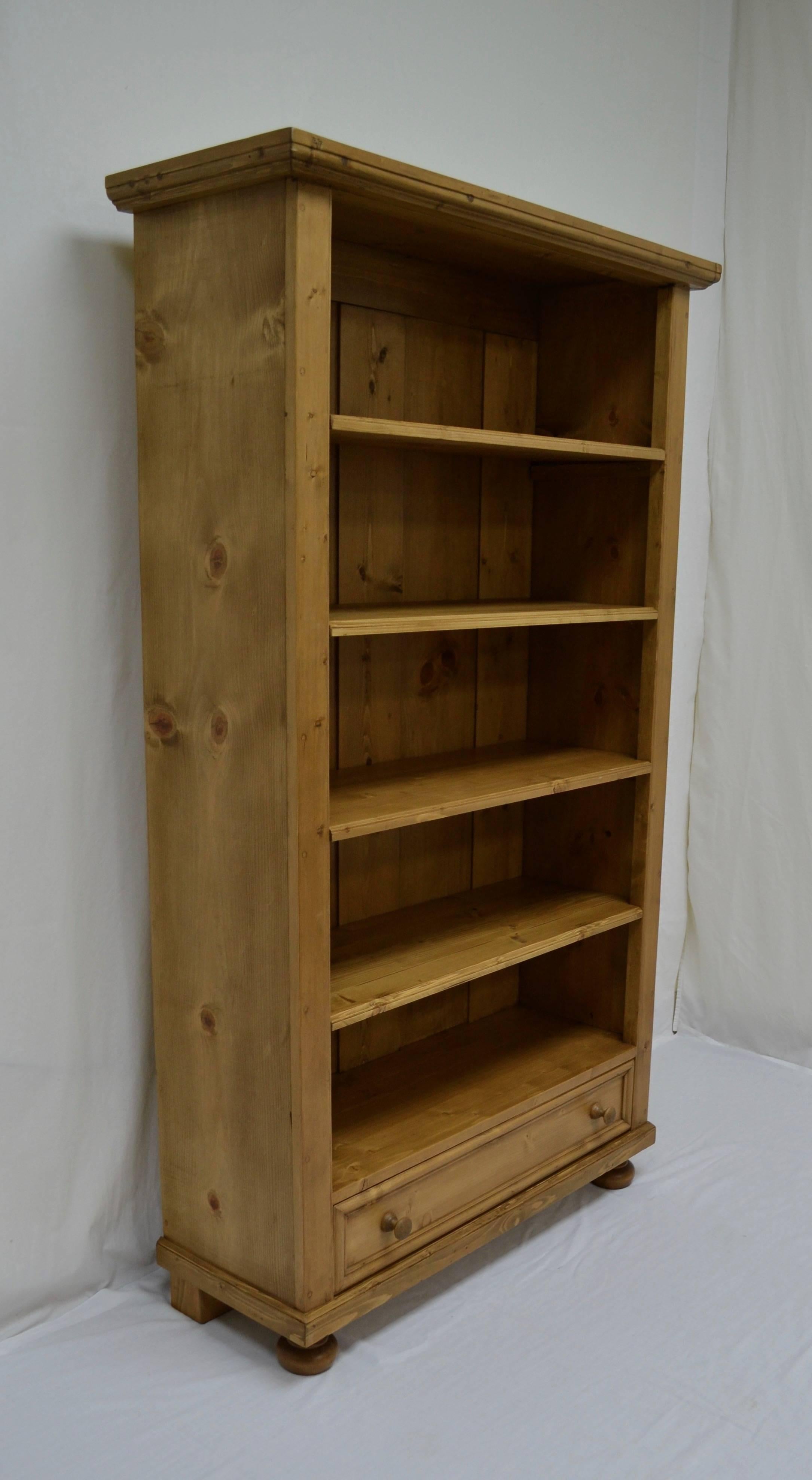 Pine Bookcase with Drawer at 1stDibs