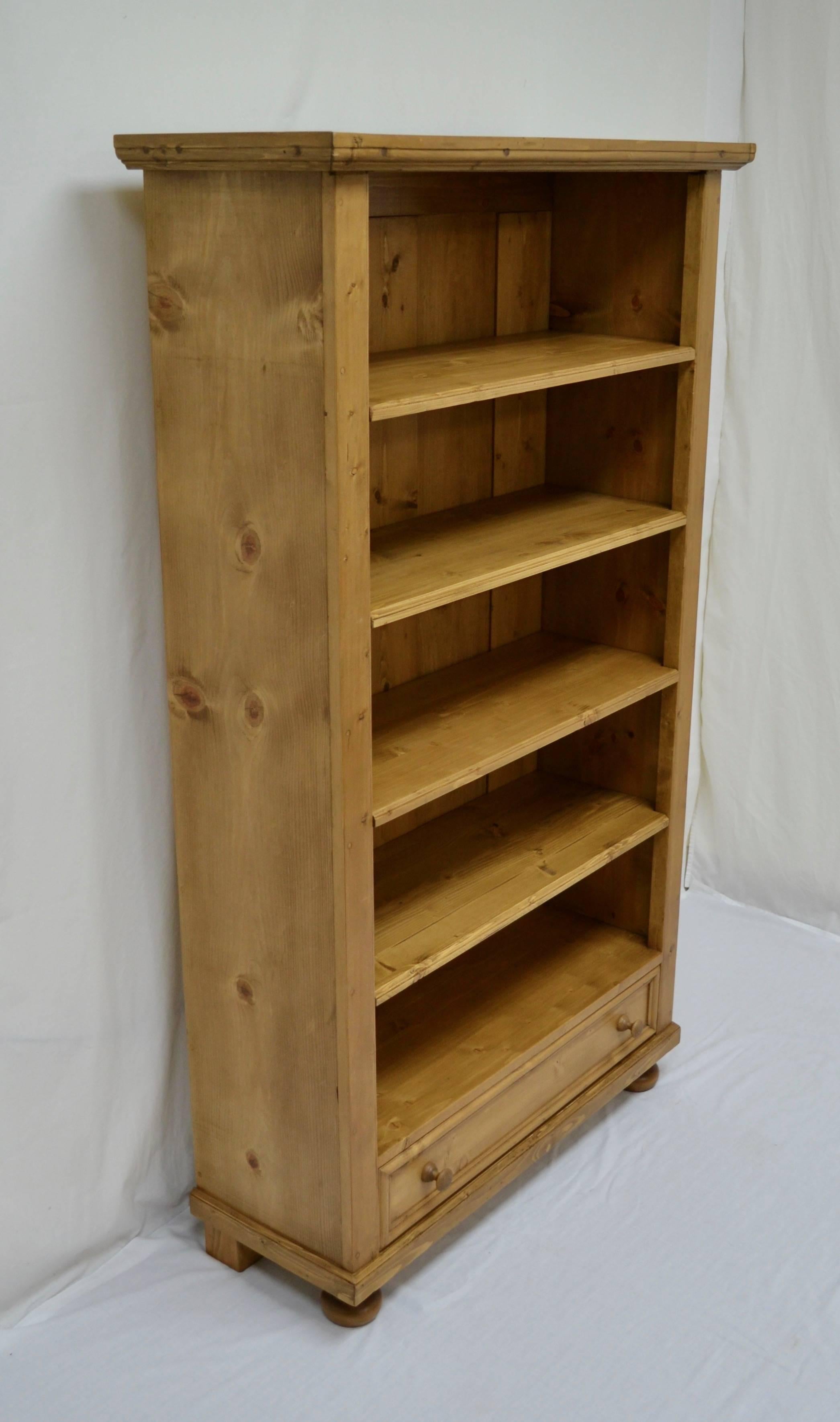 Pine Bookcase with Drawer at 1stDibs