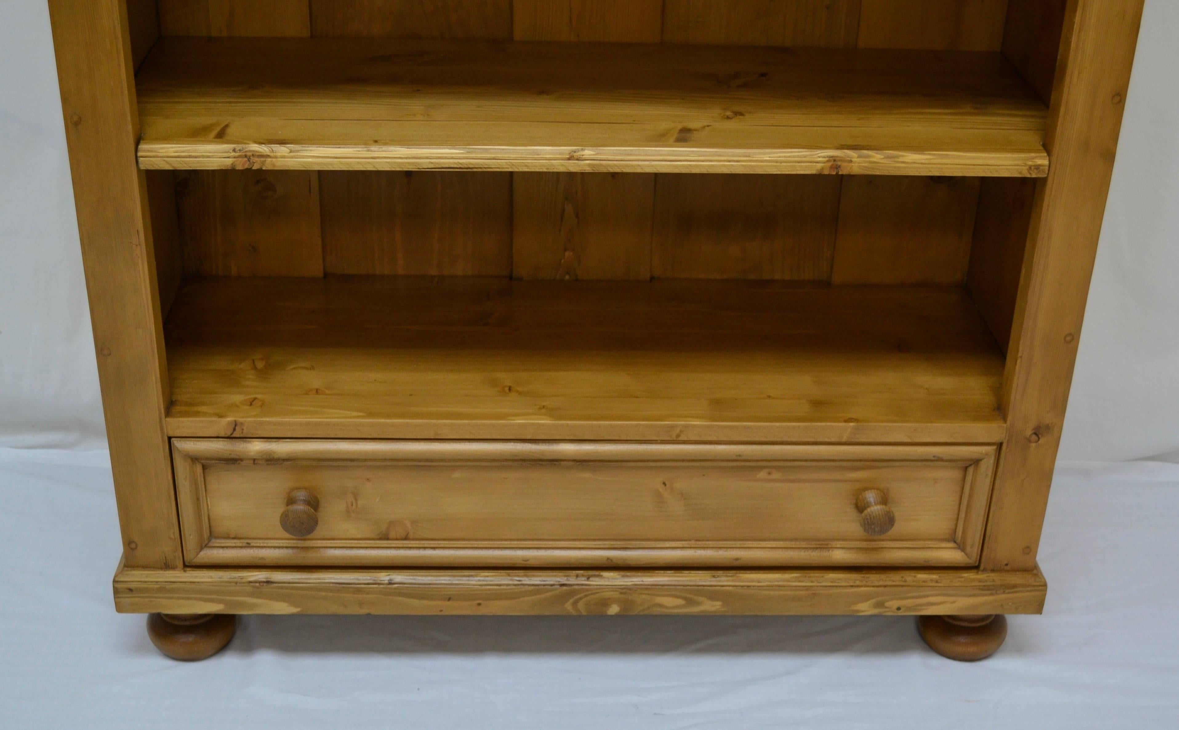 Pine Bookcase with Drawer at 1stDibs