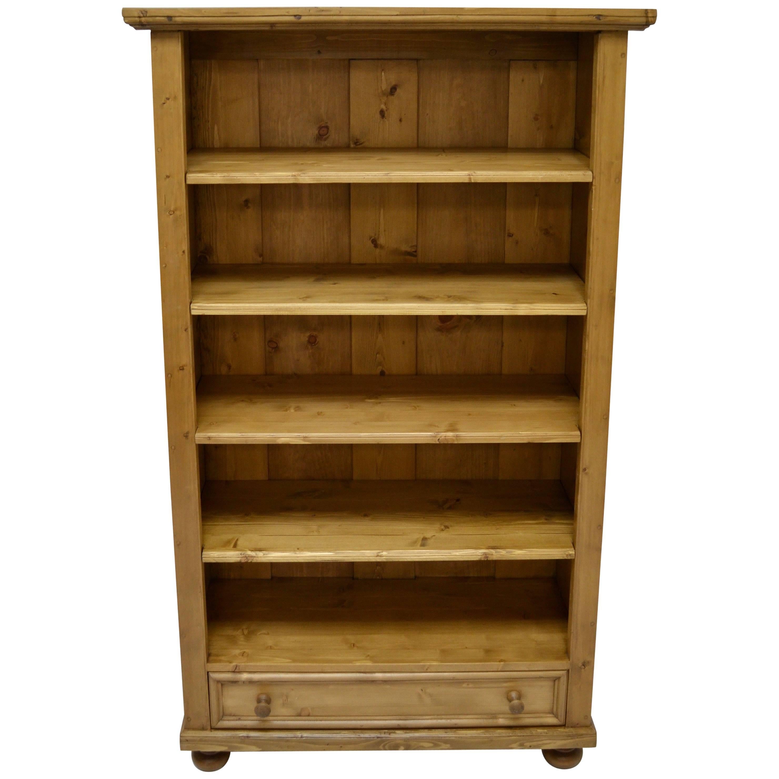 Pine Bookcase with Drawer at 1stDibs