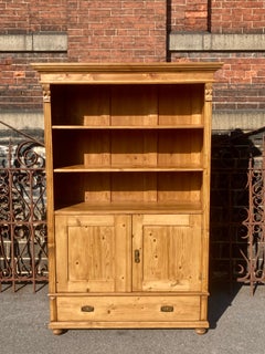 Pine Bookcase with Half Doors from Armoire