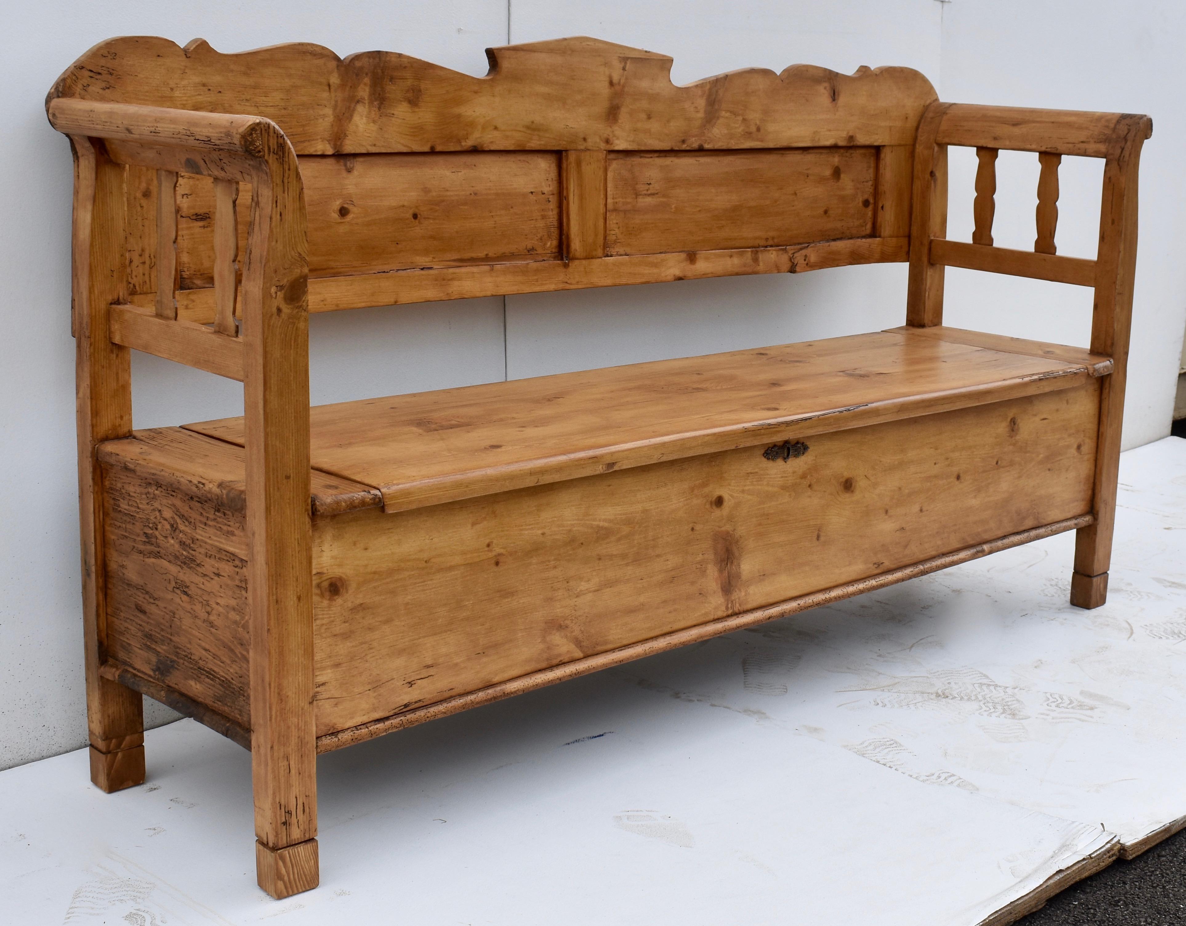 Hungarian Pine Box Bench or Settle