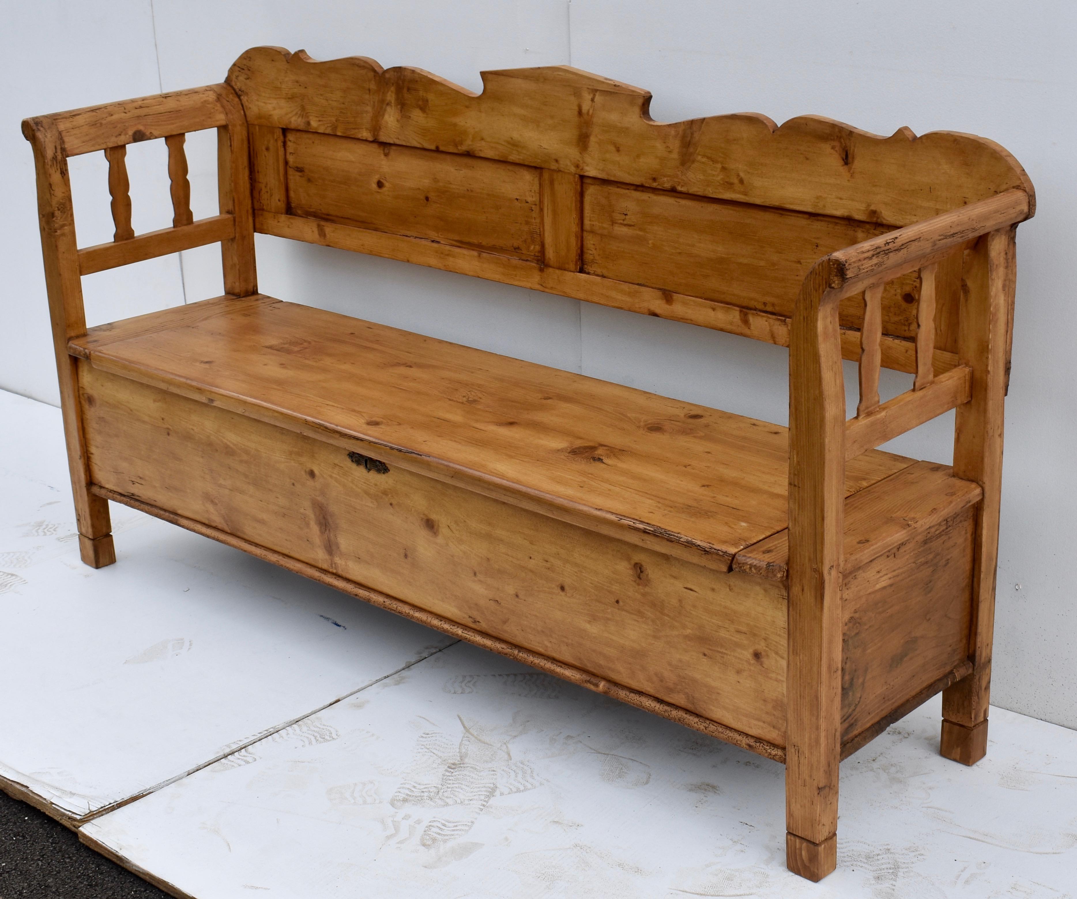 Polished Pine Box Bench or Settle