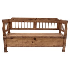 Antique Pine Box Bench or Settle