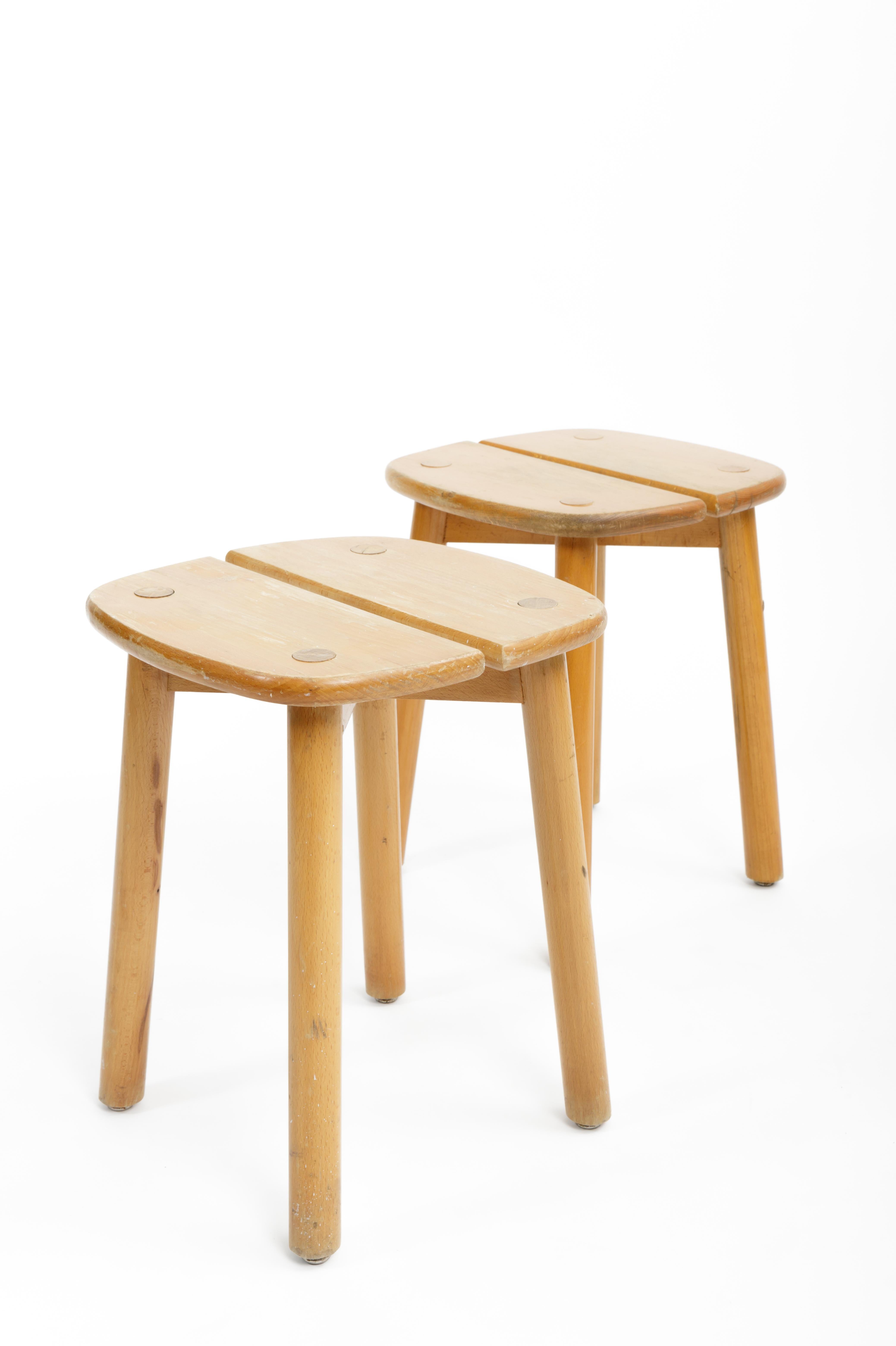 Mid-20th Century Pine Buffet Stool by Pierre Gautier-Delaye, France, circa 1950s