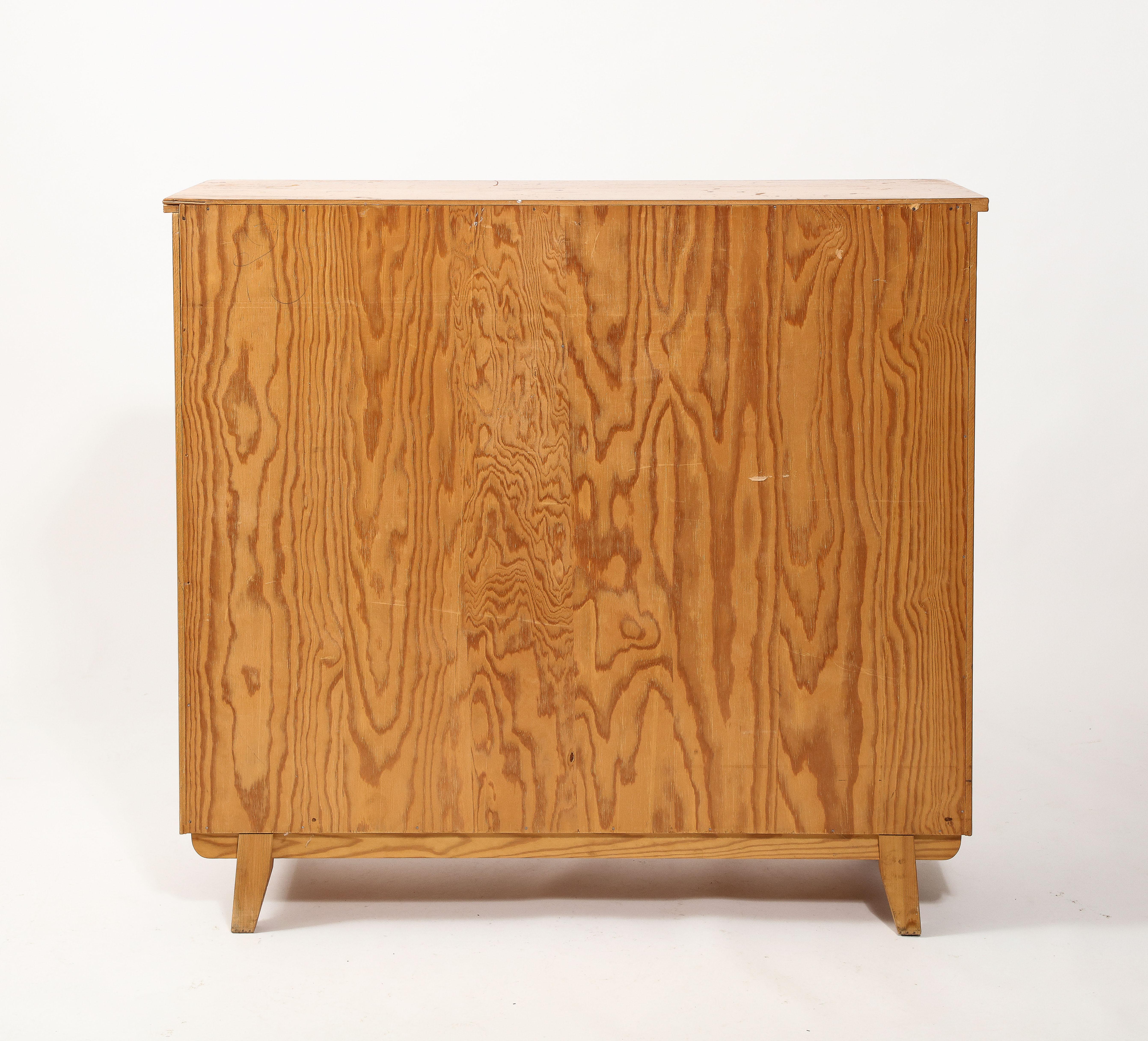 Göran Malmvall Svensk Stamped Modernist Rustic Pine Cabinet, Sweden 1950's For Sale 1