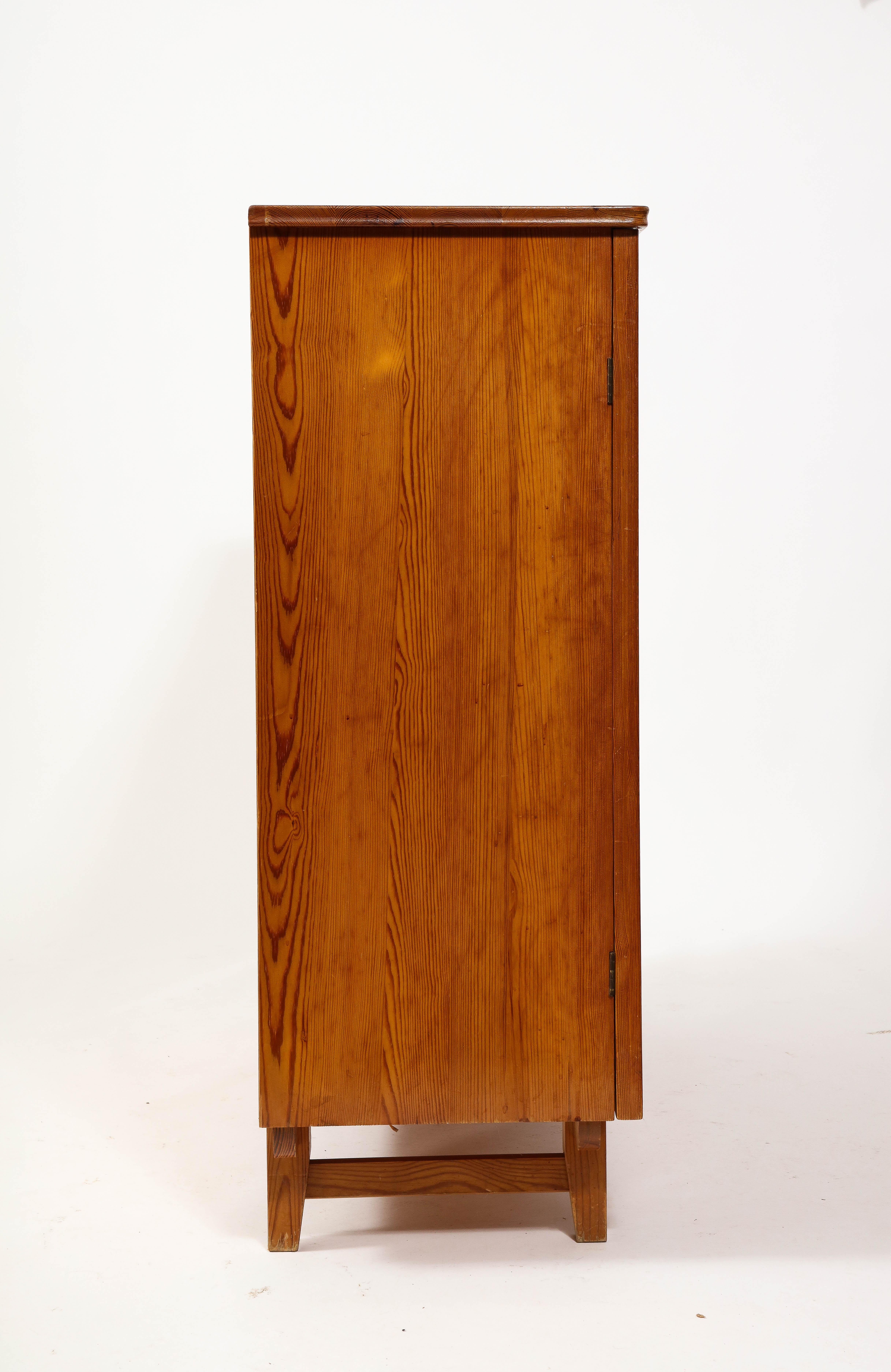 Göran Malmvall Svensk Stamped Modernist Rustic Pine Cabinet, Sweden 1950's For Sale 2