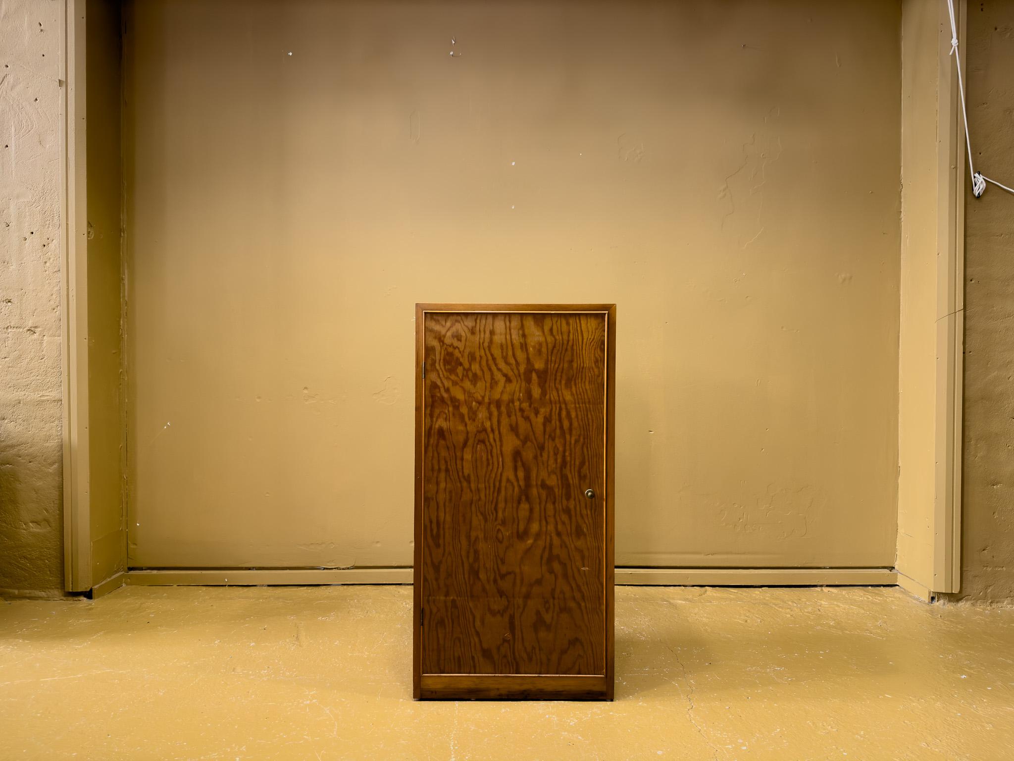 This Danish pine cabinet exemplifies the clean lines and natural beauty characteristic of mid-century design. Crafted from solid pine, it features a warm wood grain that adds texture and charm to any interior. The cabinet's compact and versatile