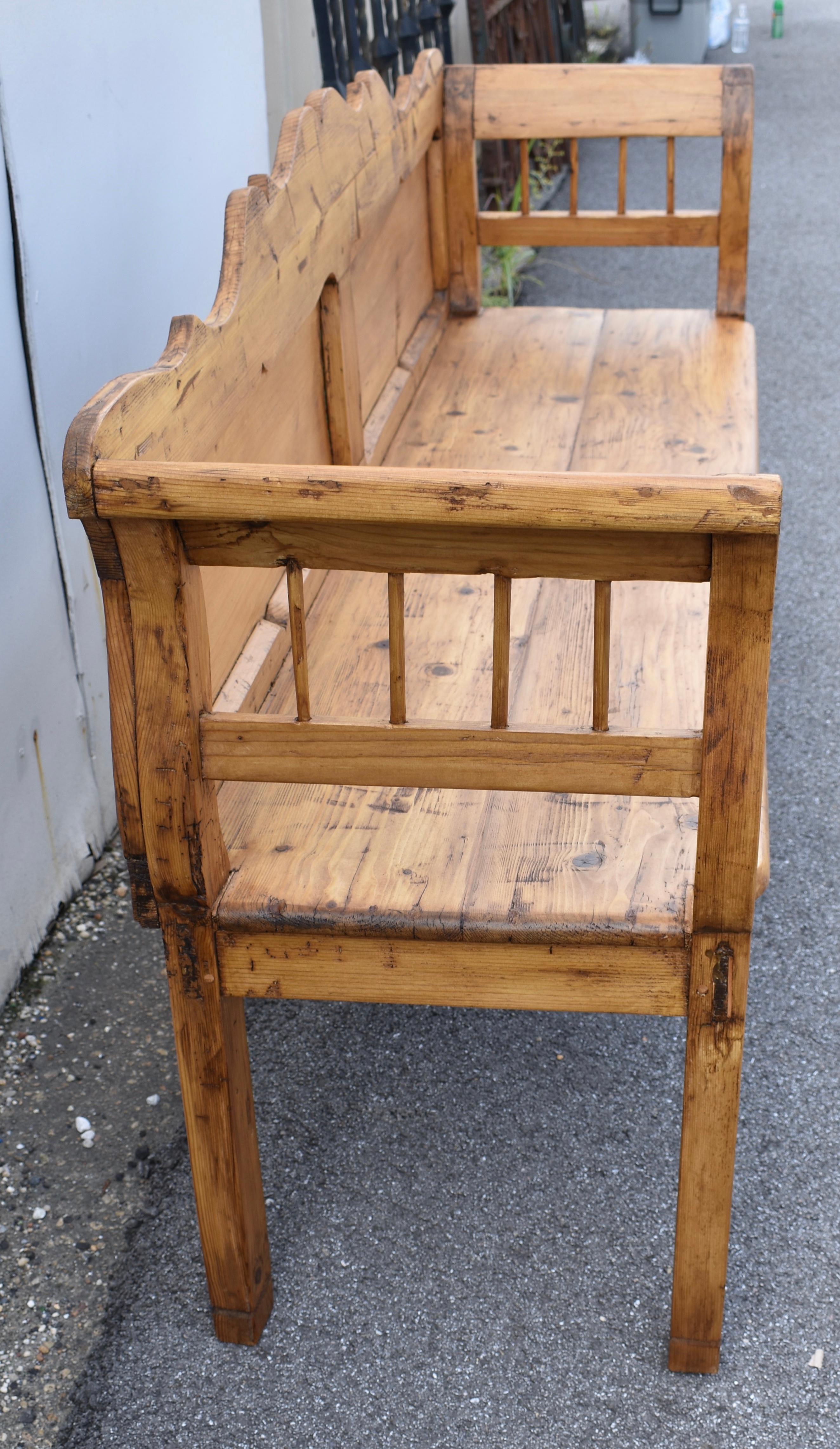 Pine Camel-Back Bench or Settle For Sale 3