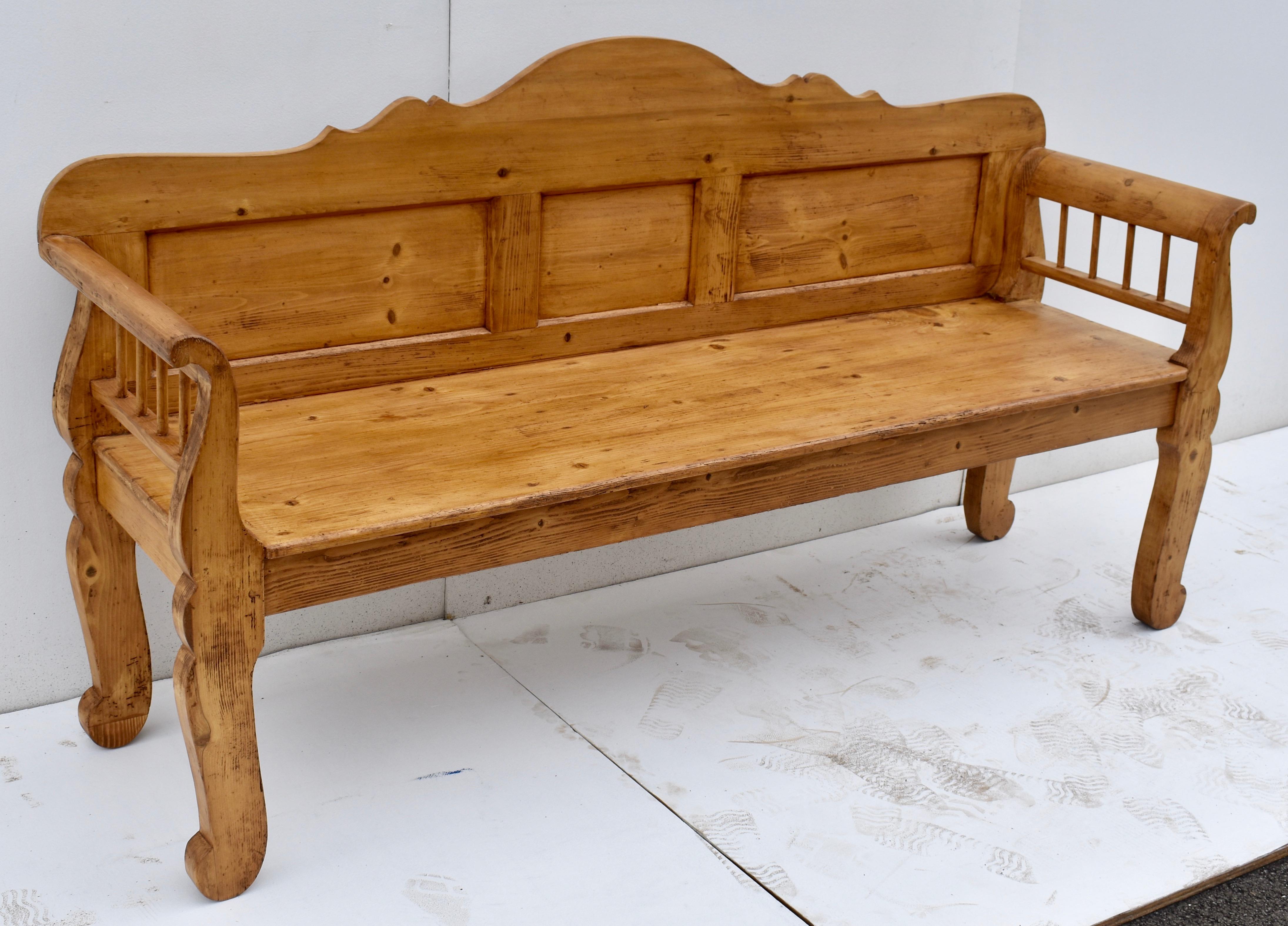 pine bench with back