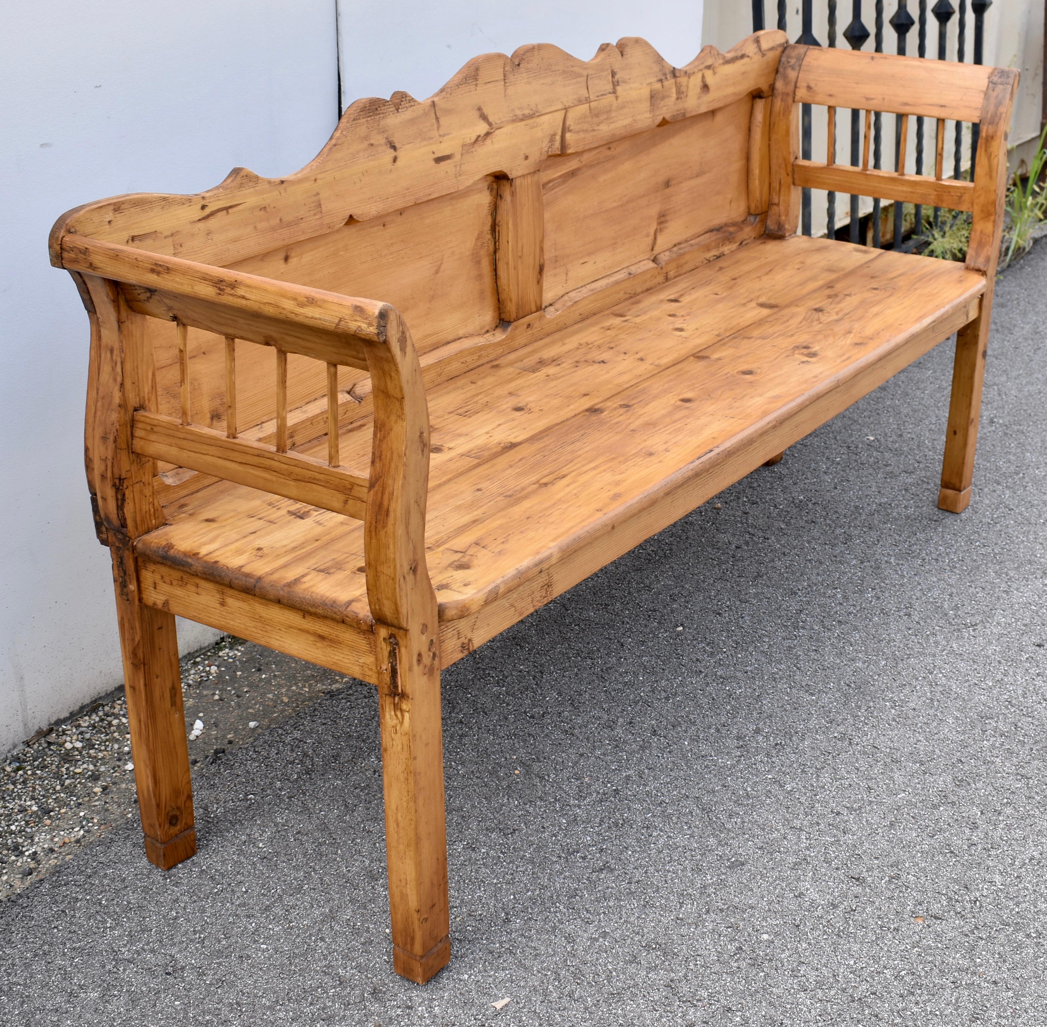 Country Pine Camel-Back Bench or Settle For Sale
