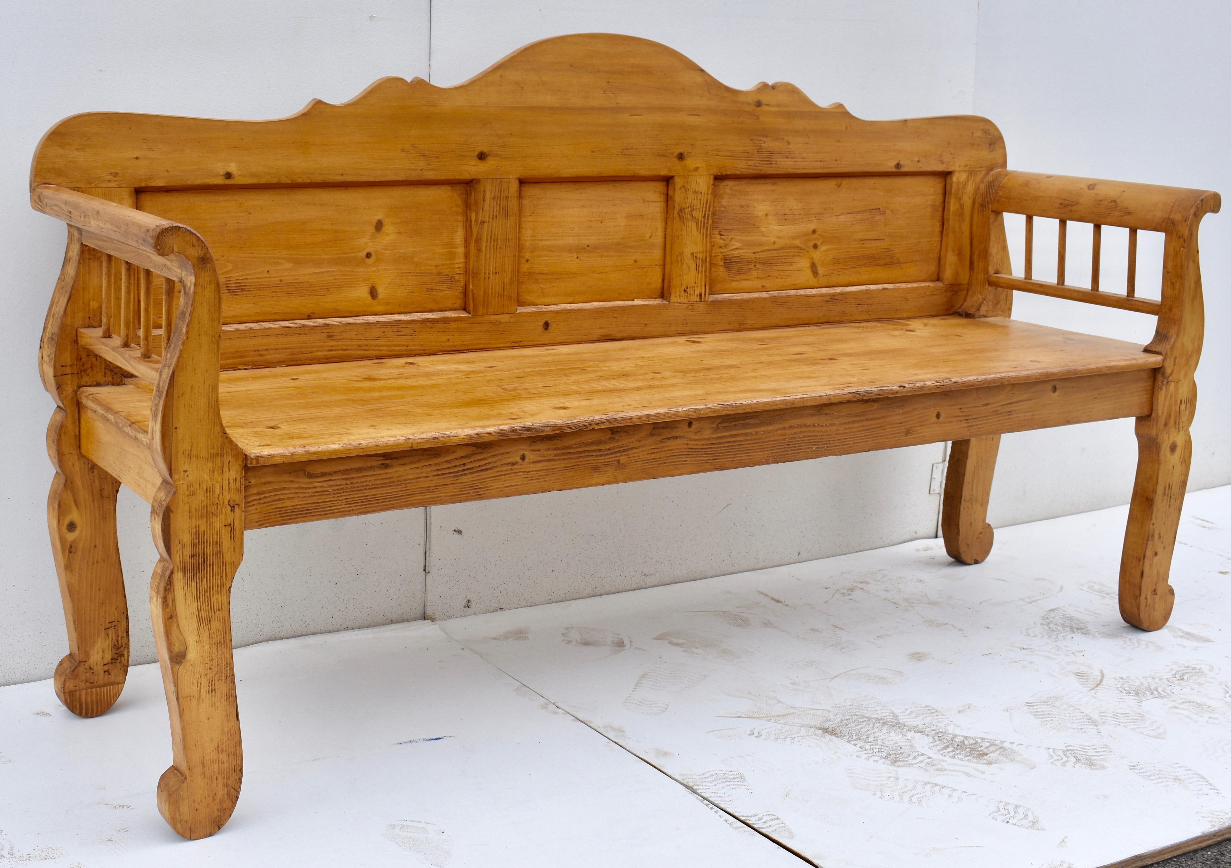 antique wood bench with back