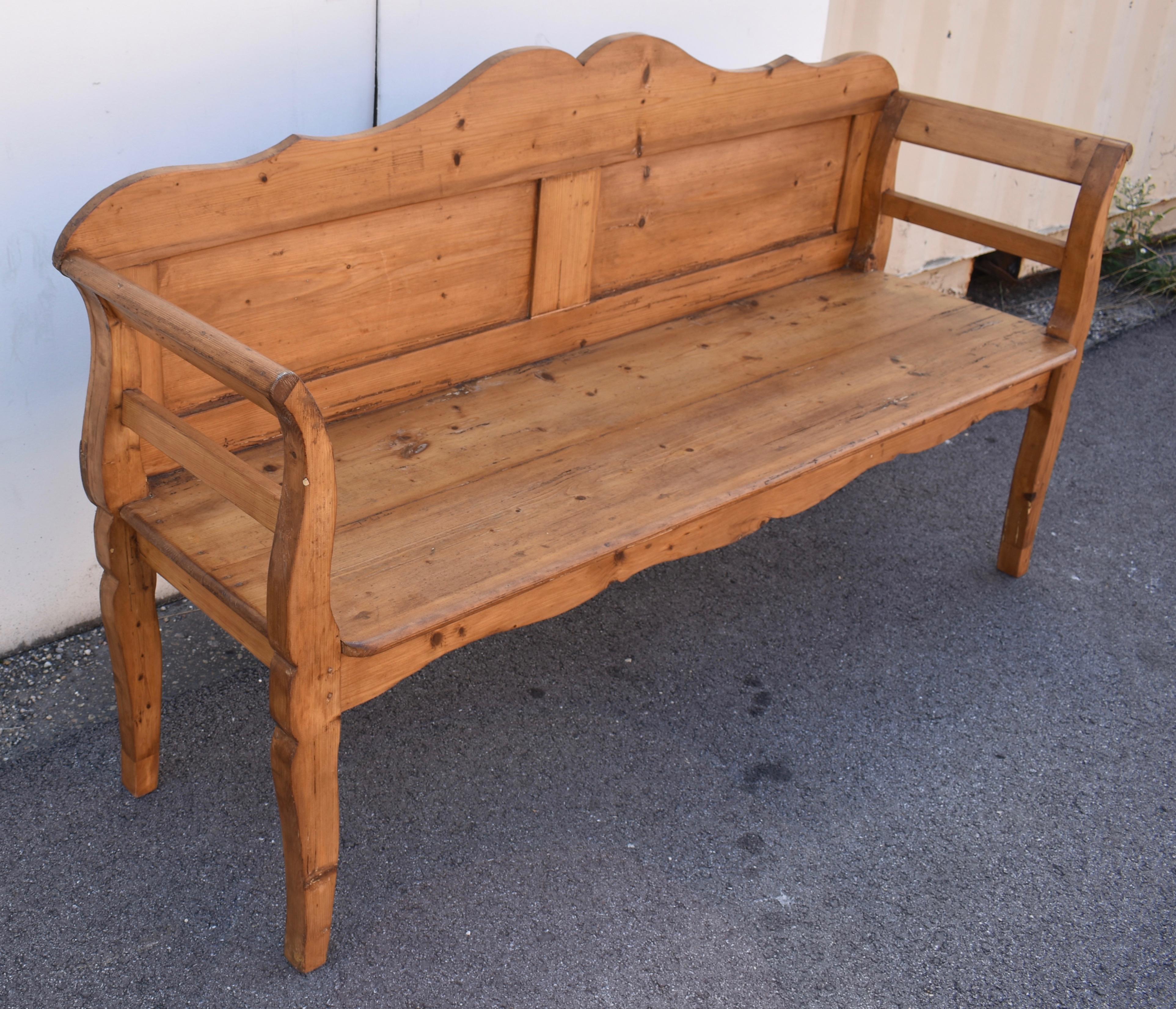 Hungarian Pine Camel-Back Bench or Settle