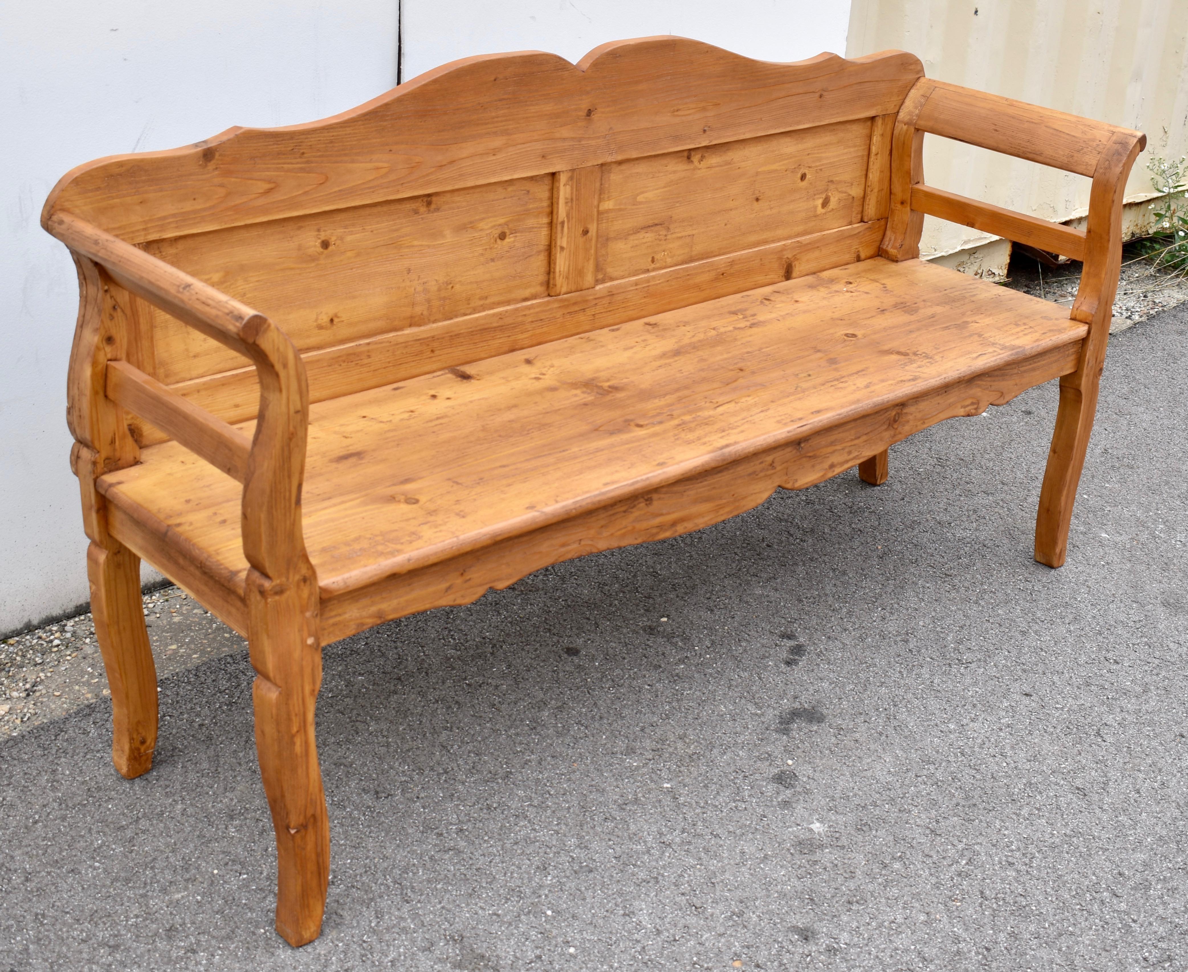 Hungarian Pine Camel-Back Bench or Settle