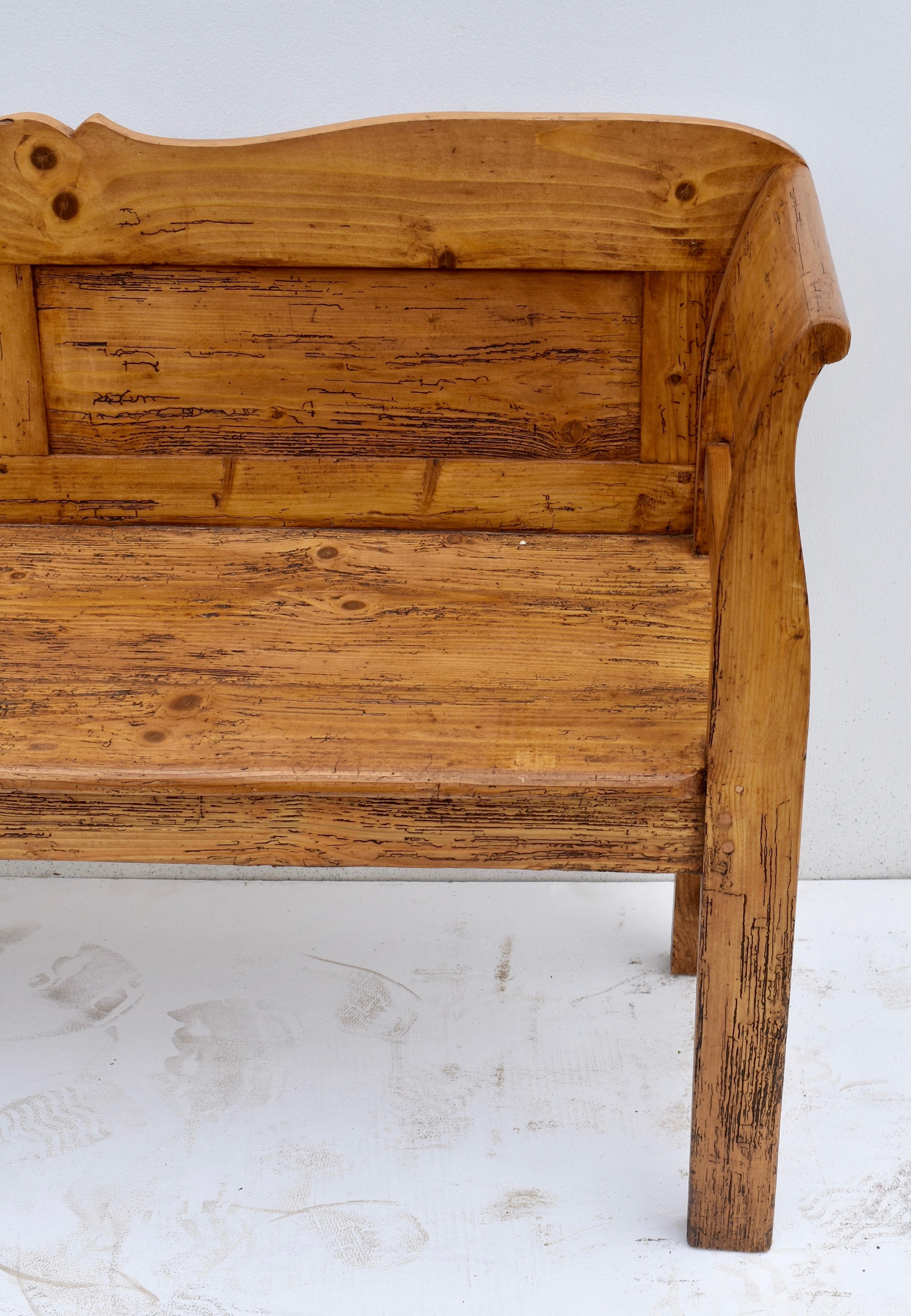 19th Century Pine Camel Back Bench or Settle