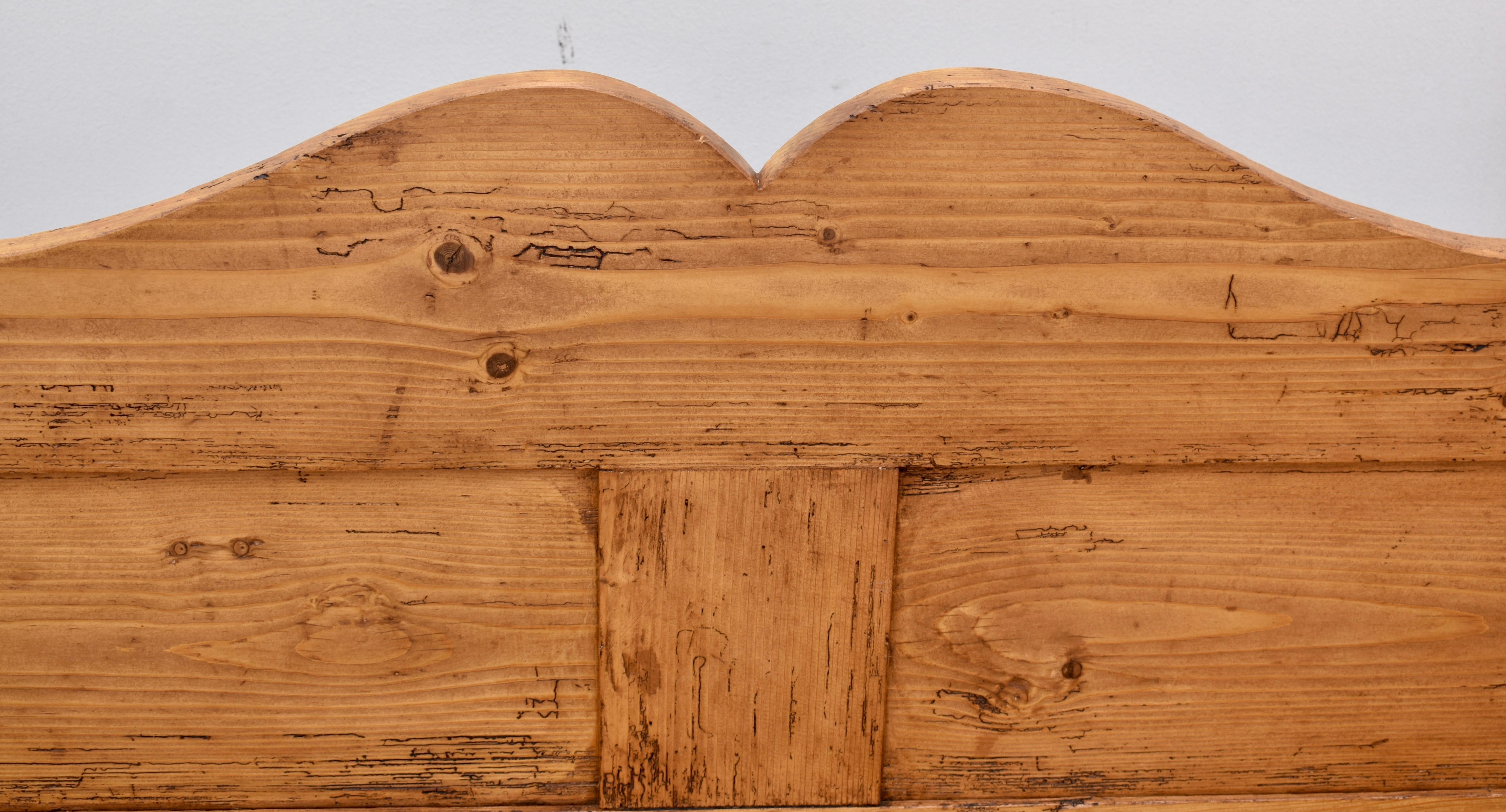 Polished Pine Camel-Back Bench or Settle