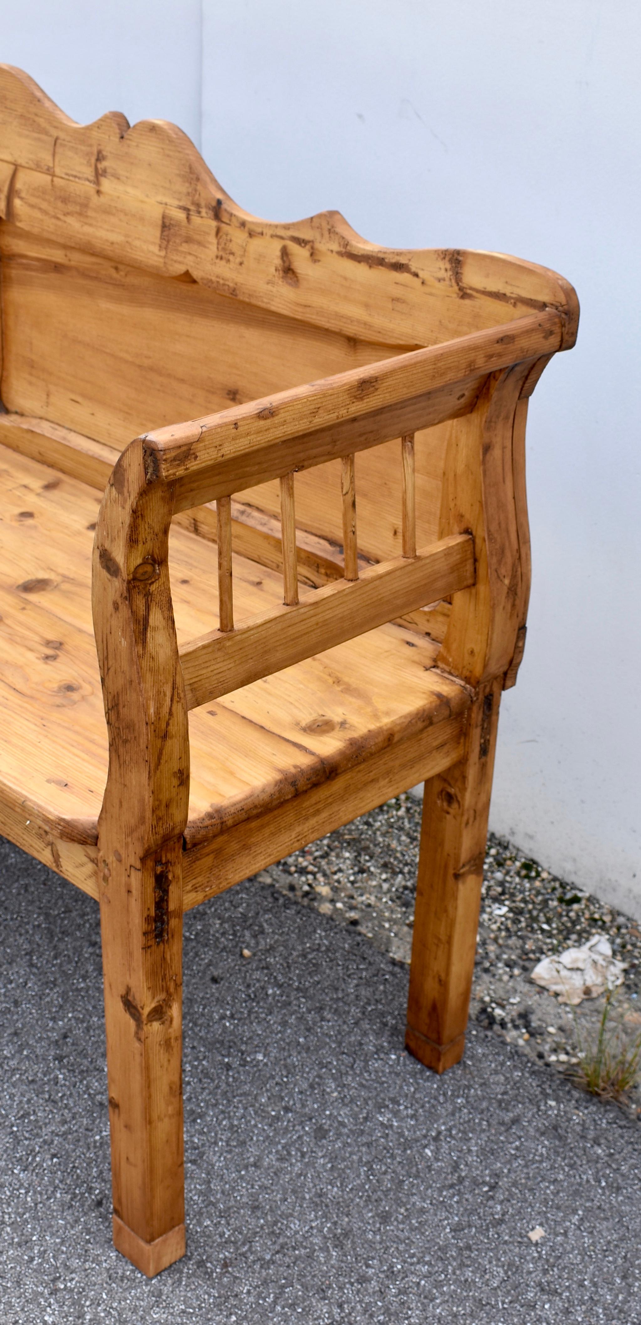 20th Century Pine Camel-Back Bench or Settle For Sale