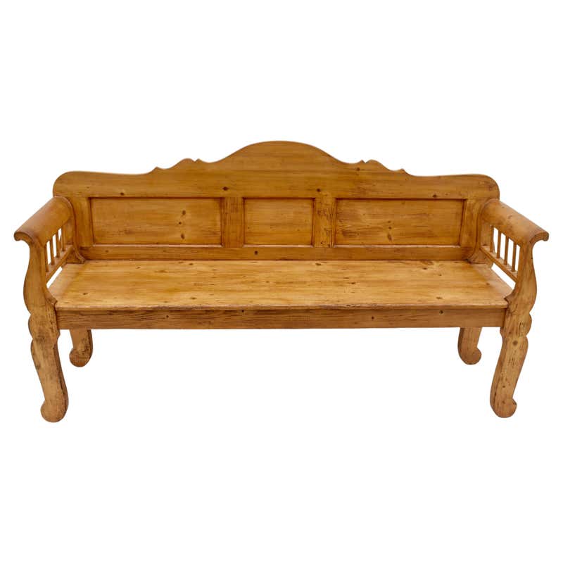 Vintage Painted Pine Bench or Settle at 1stDibs