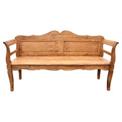 Antique Pine Camel-Back Bench or Settle
