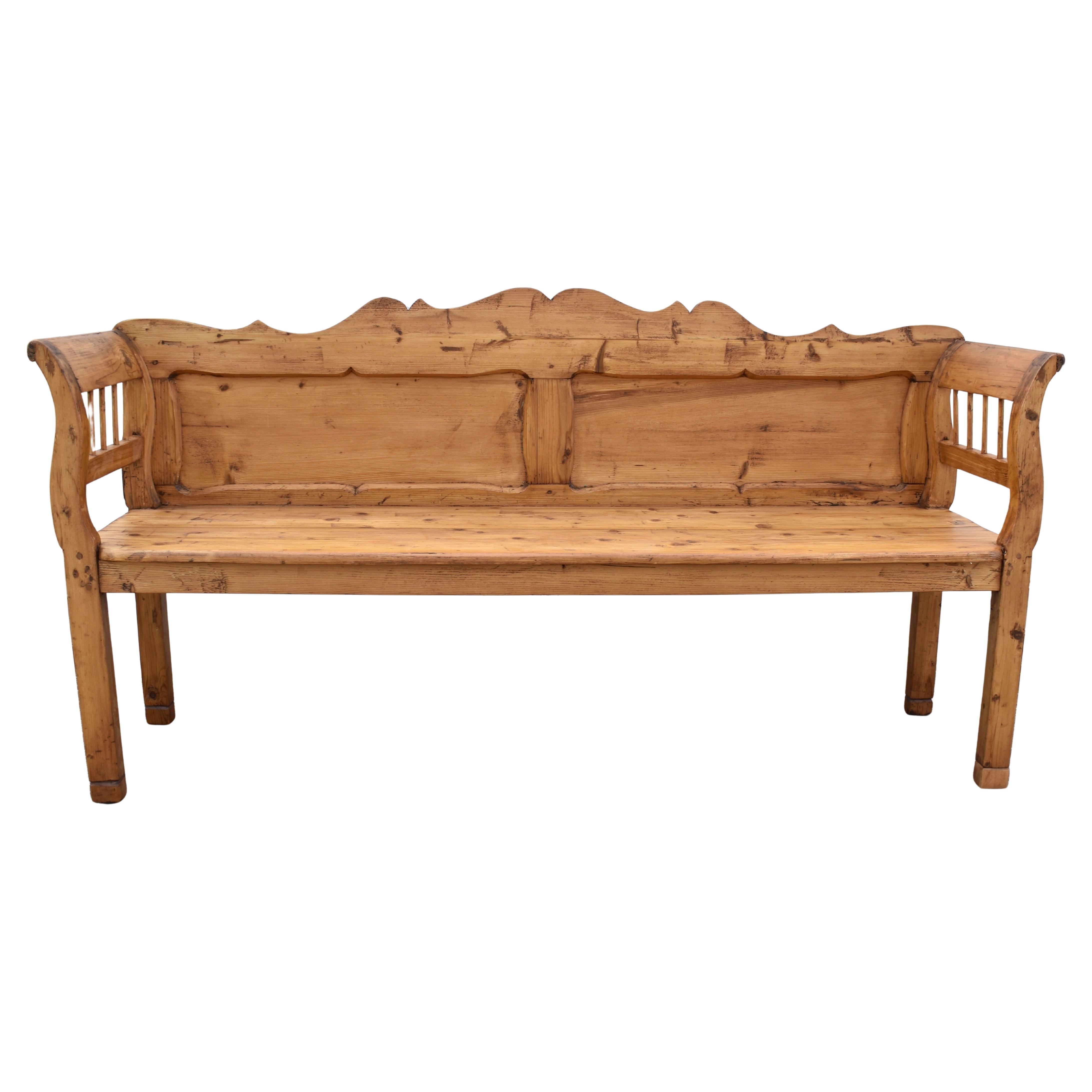 Pine Camel-Back Bench or Settle For Sale