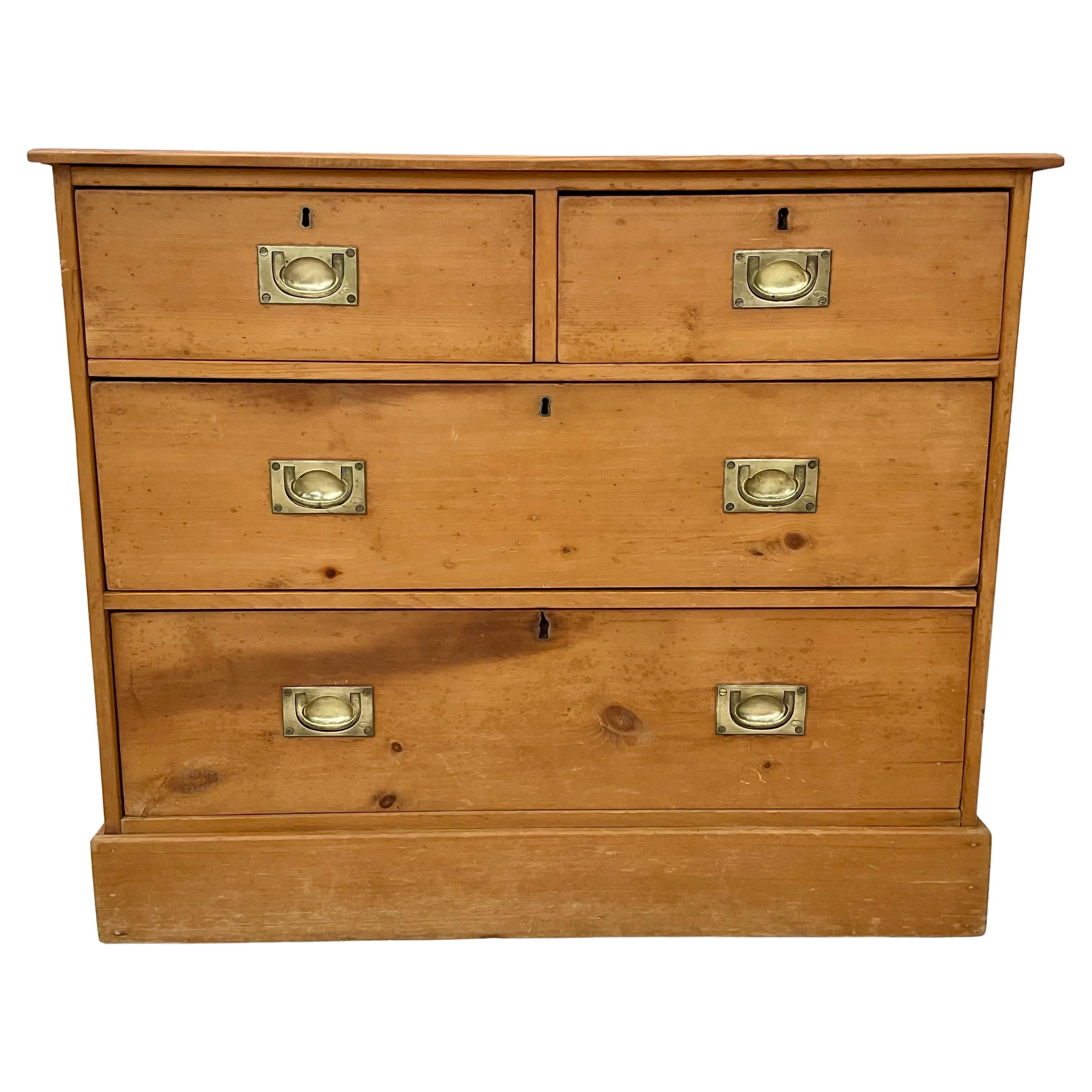 Pine Campaign Chest of Drawers
