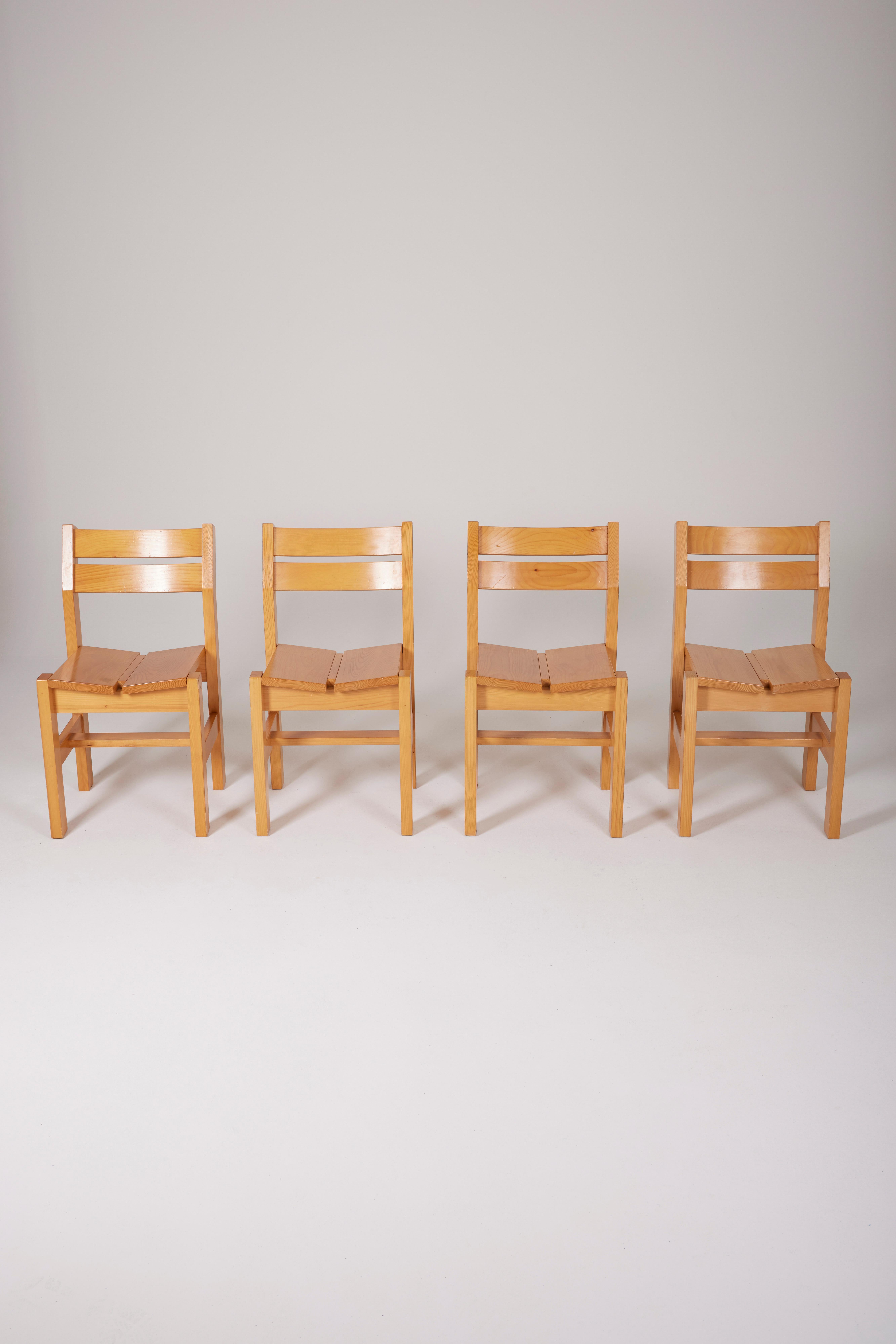 Pine chairs from Les Arcs For Sale 13
