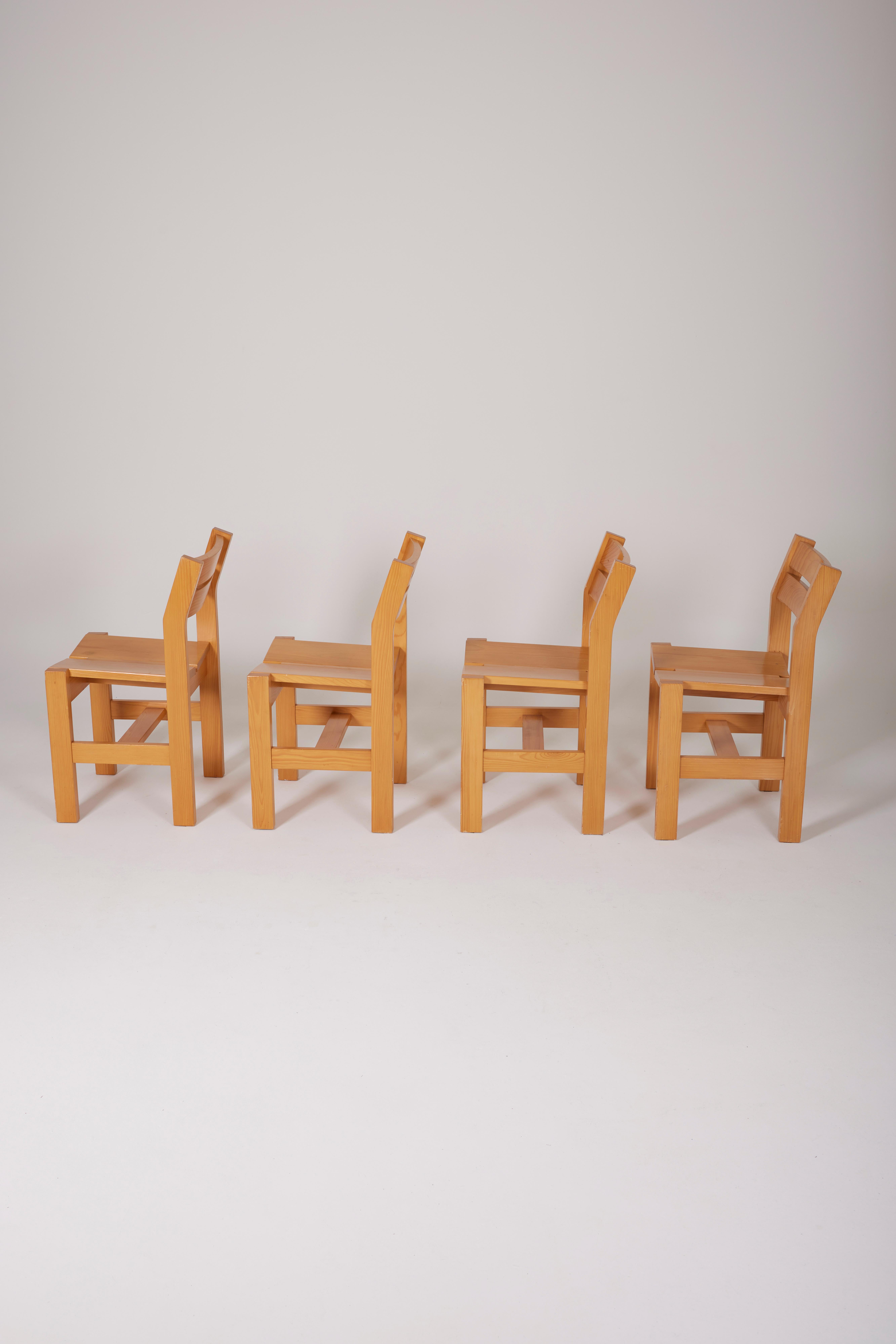 Pine chairs from Les Arcs For Sale 15