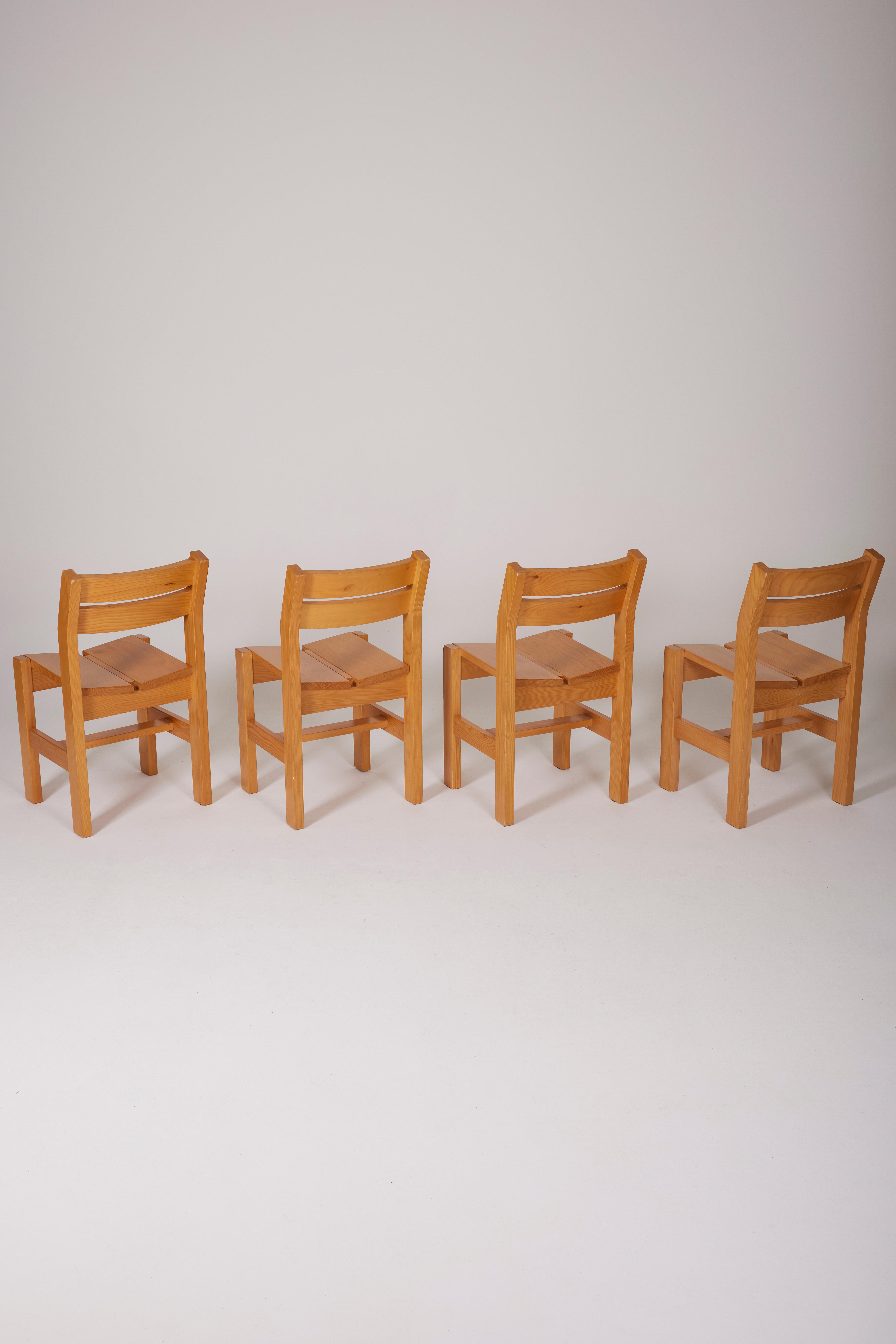 Pine chairs from Les Arcs For Sale 16