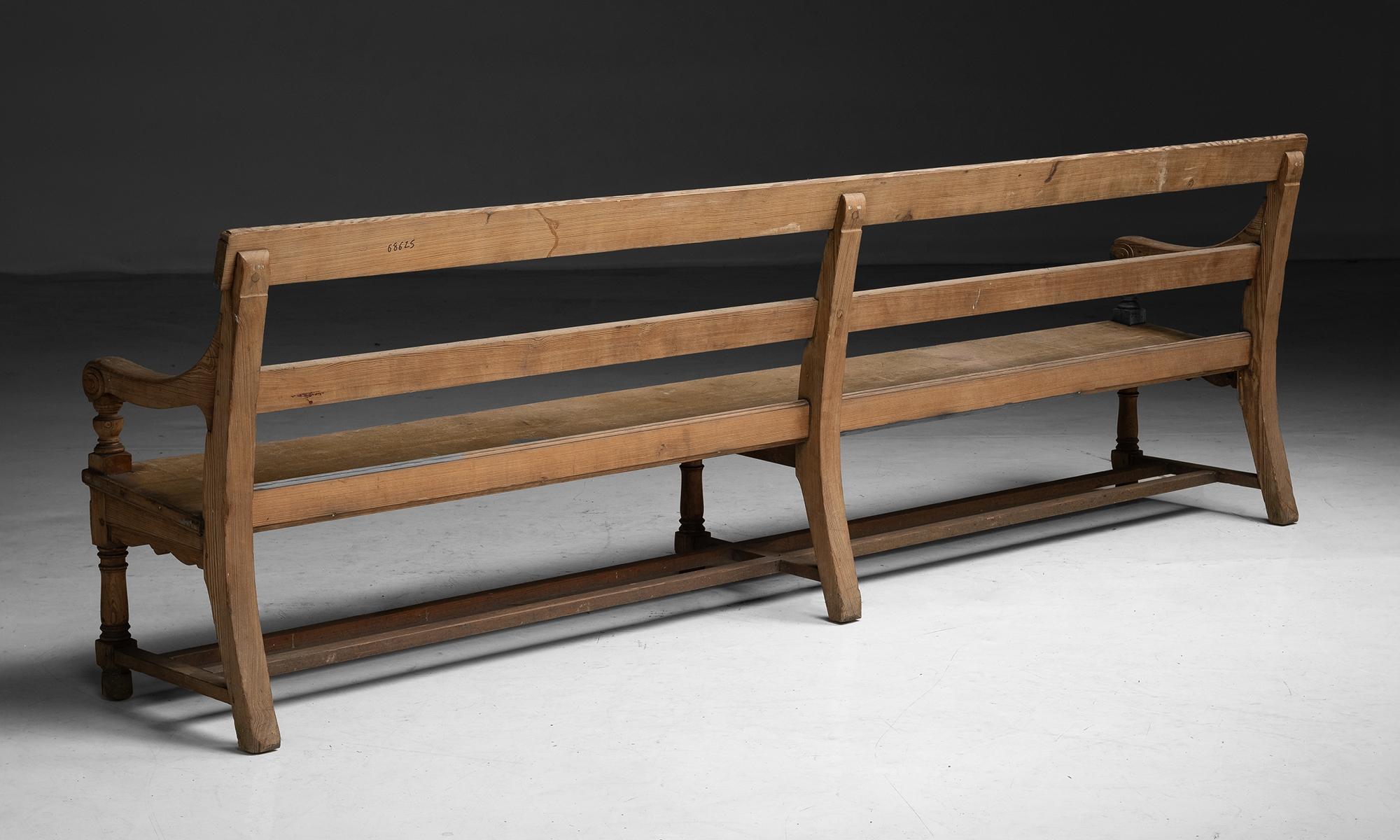 English Pine Chapel Bench, England circa 1840