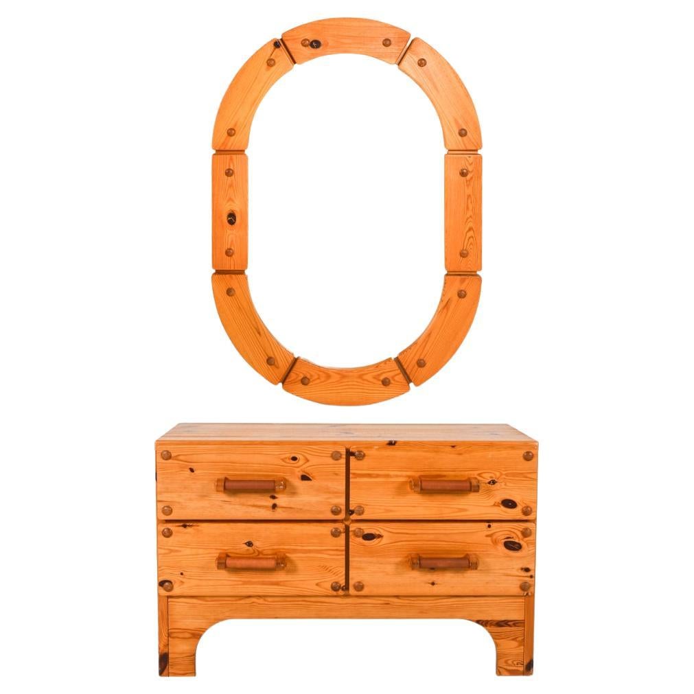 Pine Chest And Mirror By Christian Langeström, "Kap Horn IV", Circa 1970's For Sale