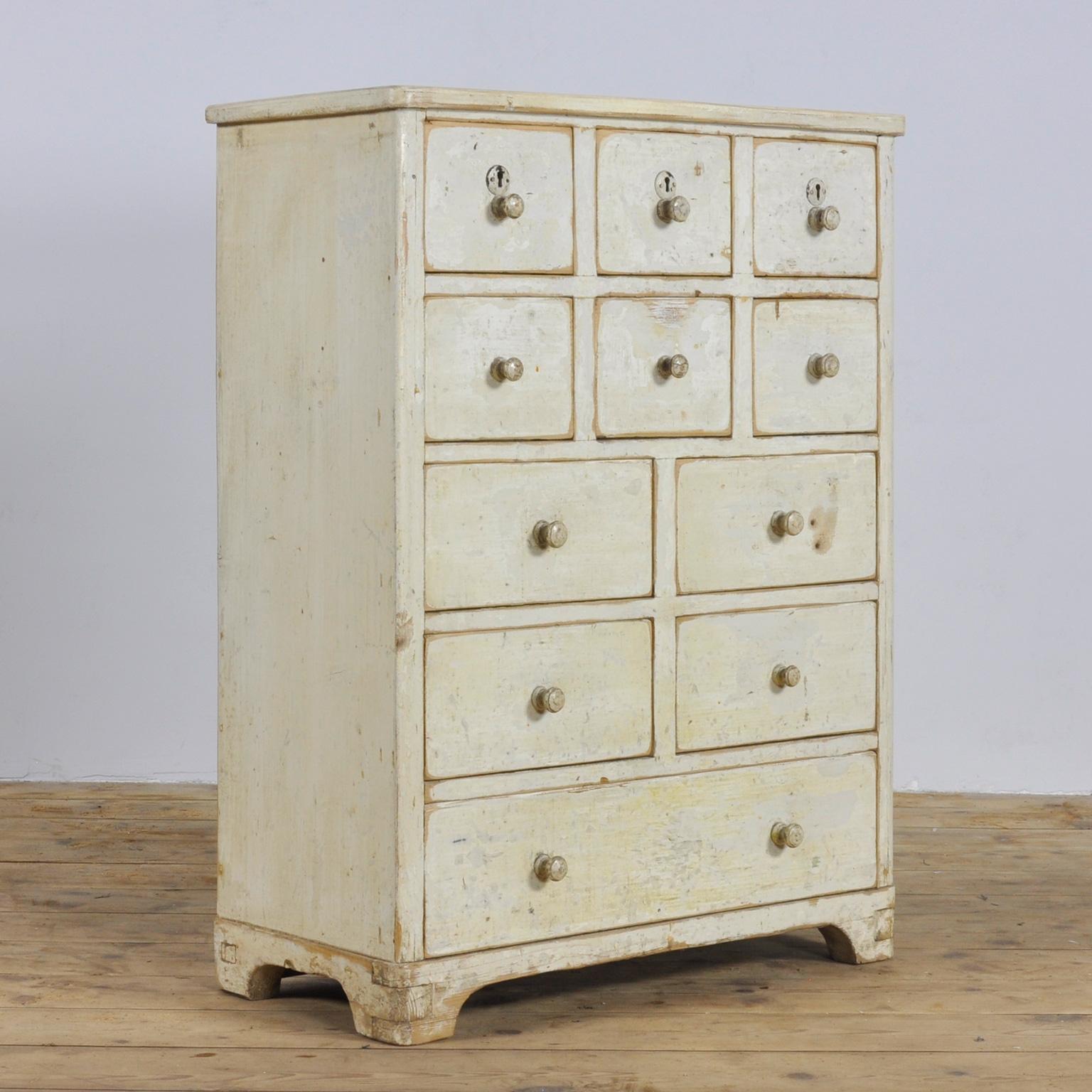 Chest of drawers made of pine in the 1930s. With different sizes drawers.
