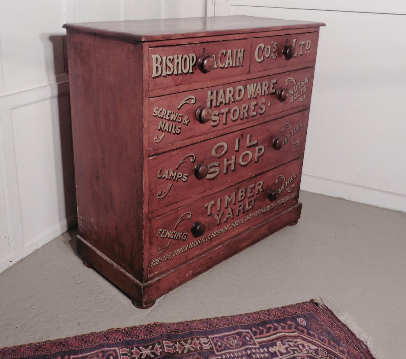 Pine Chest of Drawers, Advertising Bishop and Cain Ironmongers 1
