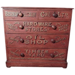 Pine Chest of Drawers, Advertising Bishop and Cain Ironmongers