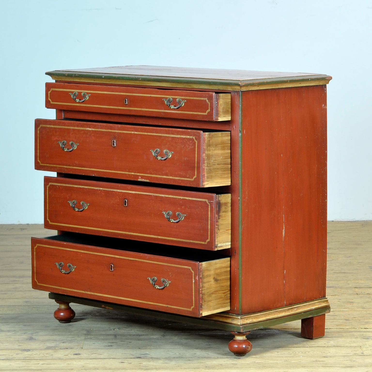 Hand-Painted Pine Chest of Drawers, circa 1920