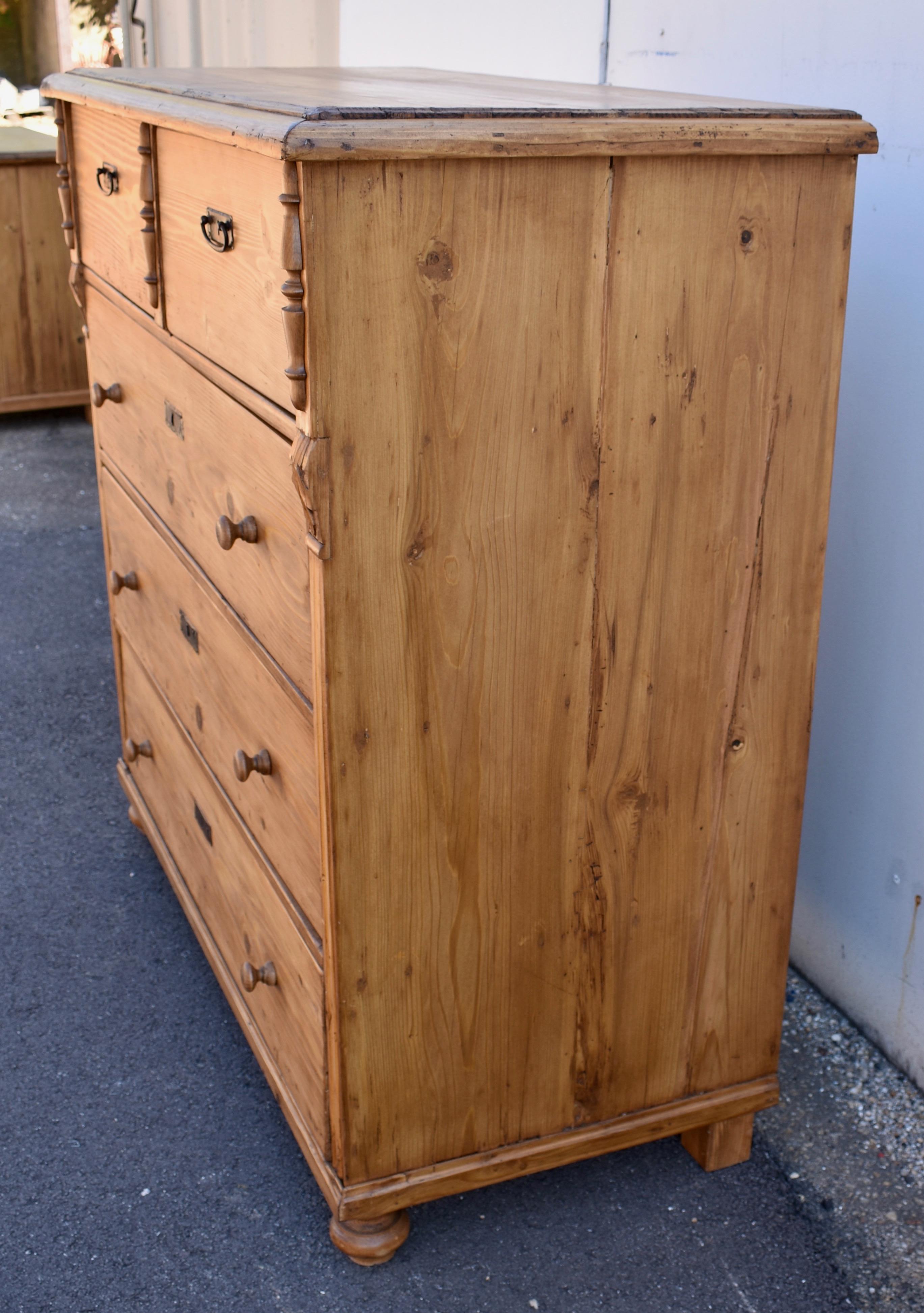 Pine Chest of Five Drawers In Good Condition In Baltimore, MD