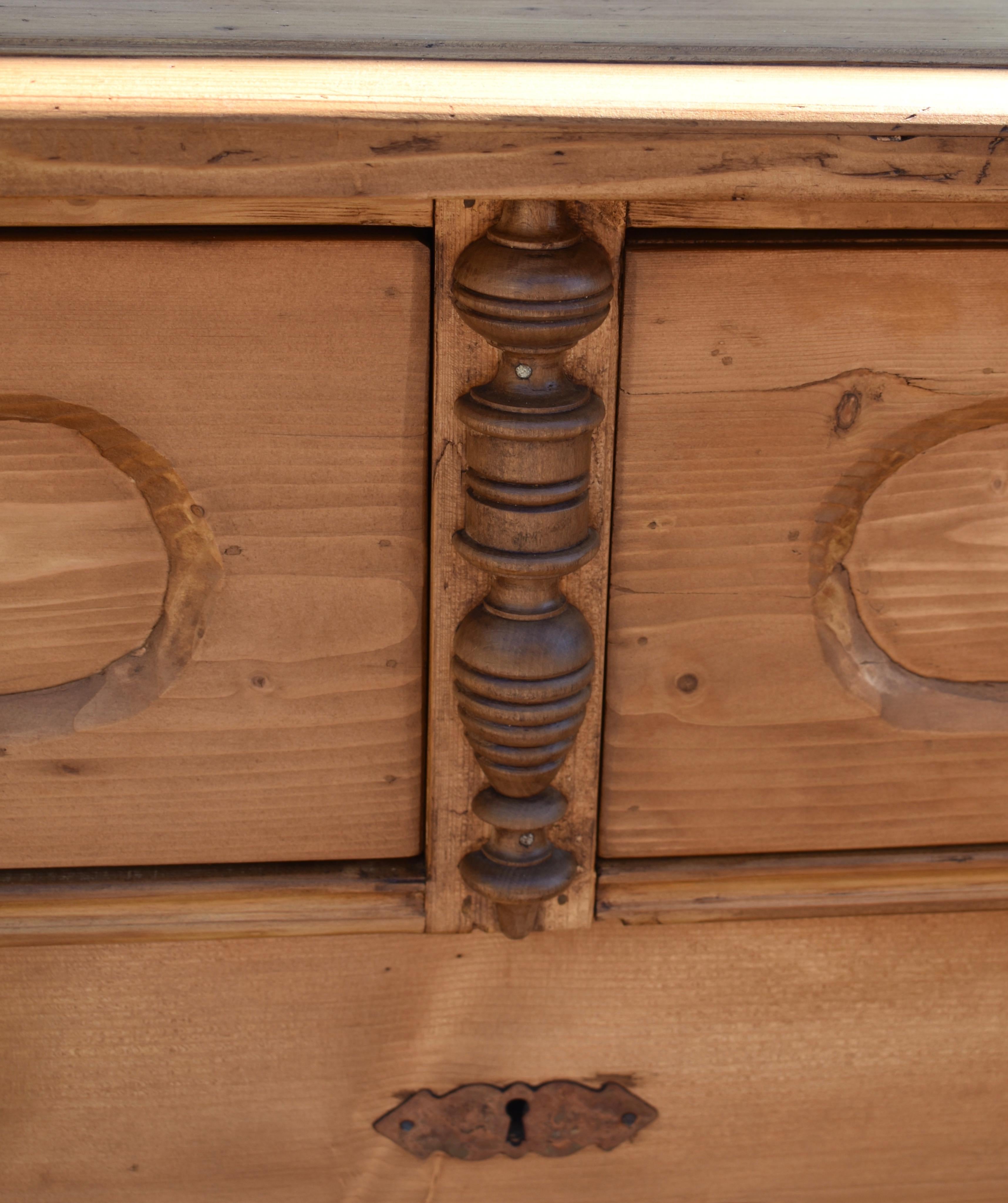 19th Century Pine Chest of Five Drawers