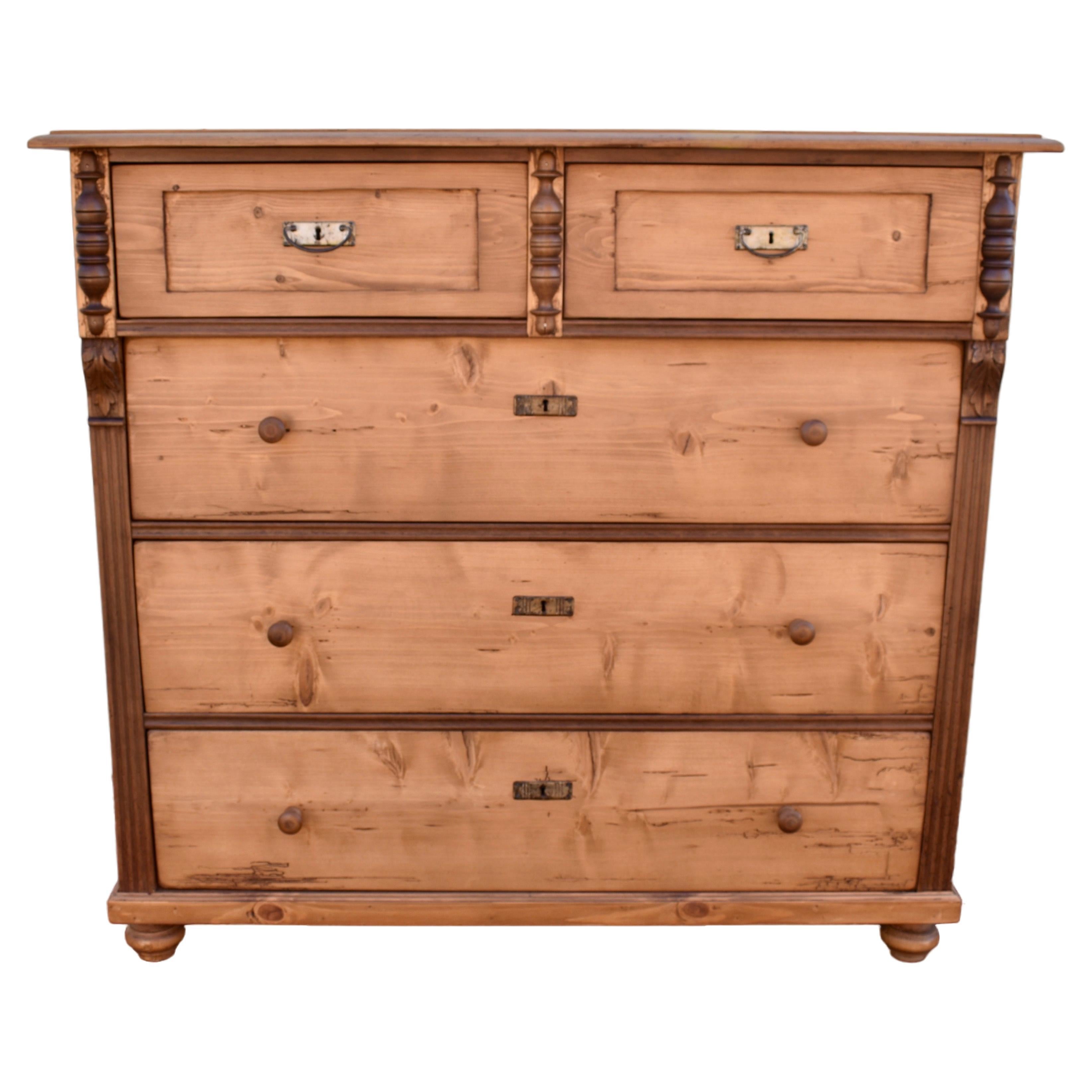 Pine Chest of Five Drawers