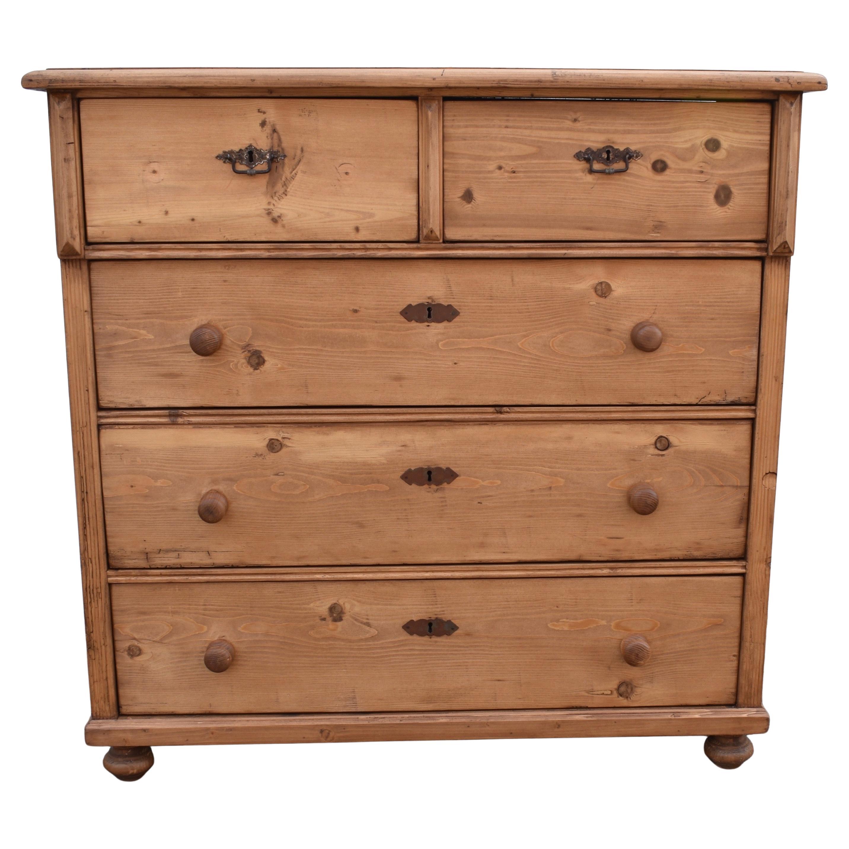 Pine Chest of Five Drawers