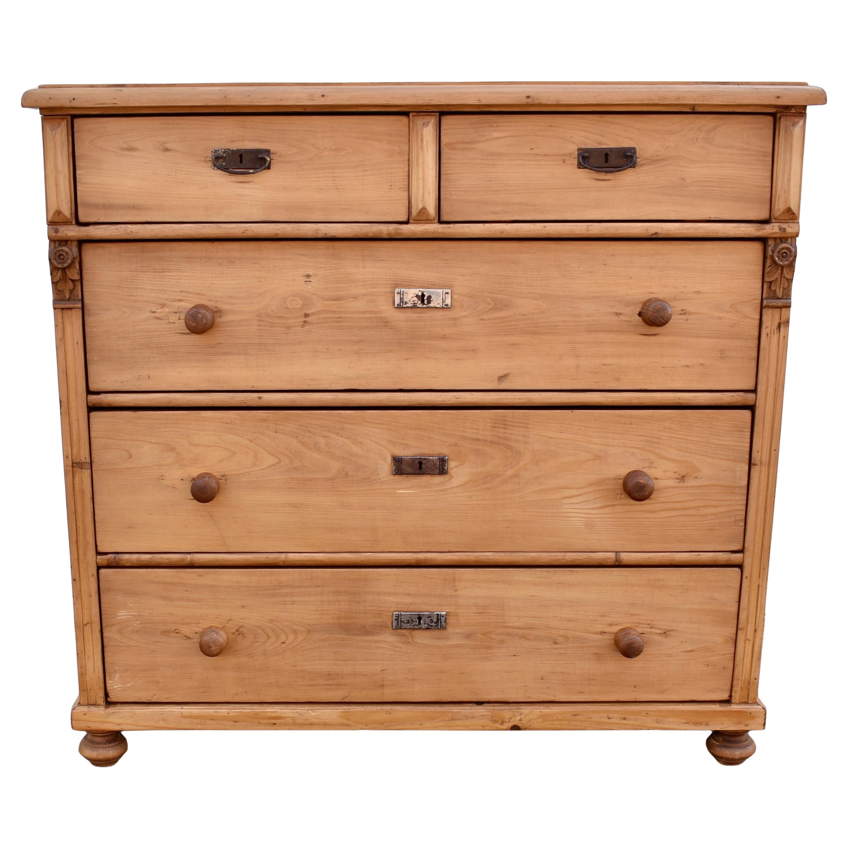 Pine Chest of Five Drawers