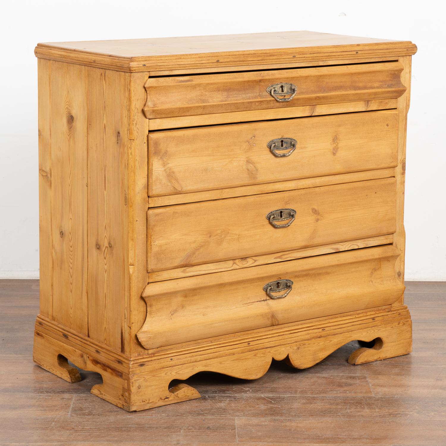 Country Pine Chest of Four Drawers, Denmark circa 1880 For Sale
