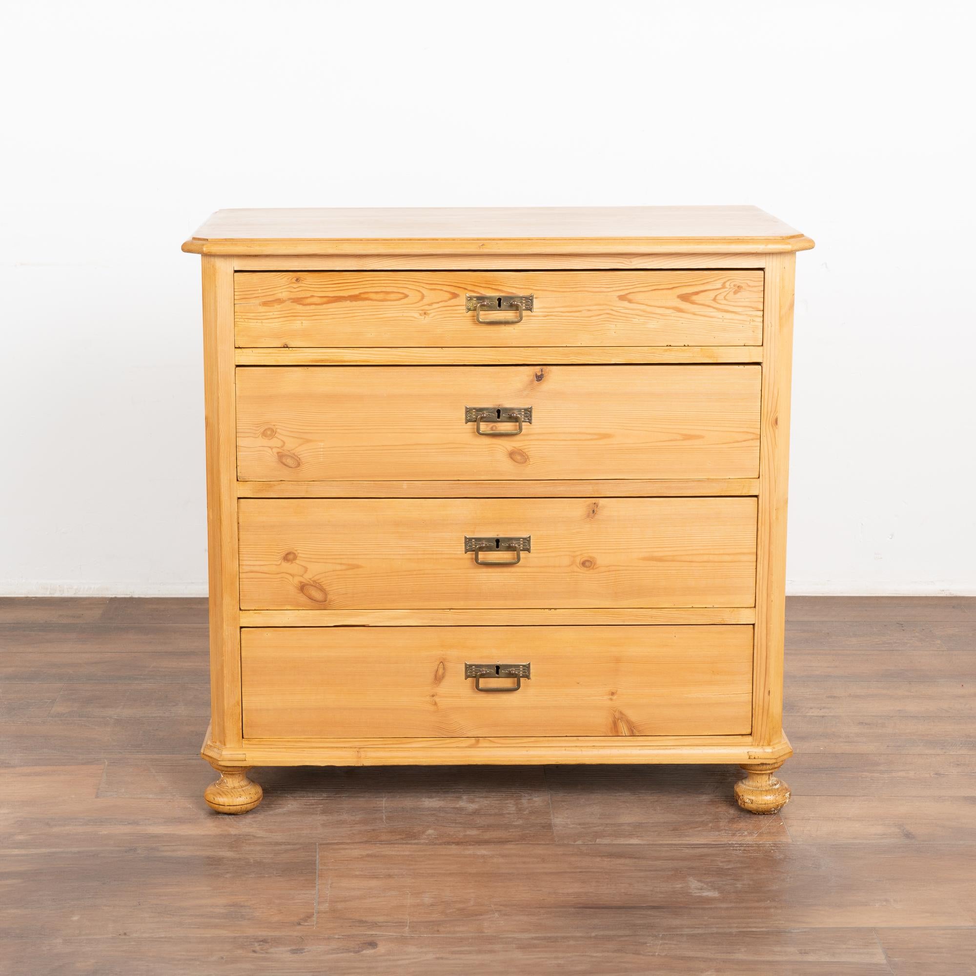 Danish Pine Chest of Four Drawers, Denmark circa 1880 For Sale
