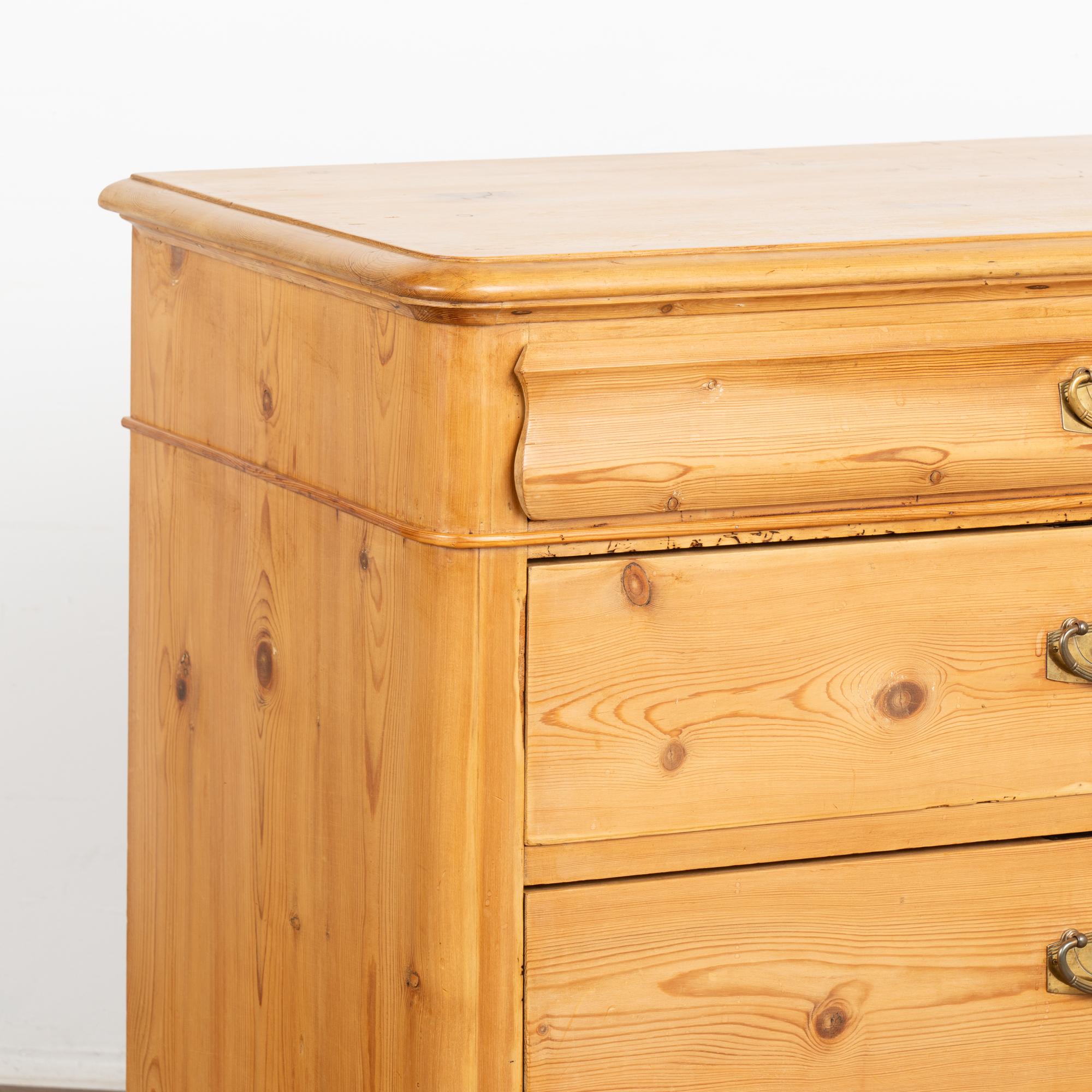 19th Century Pine Chest of Four Drawers, Denmark circa 1880