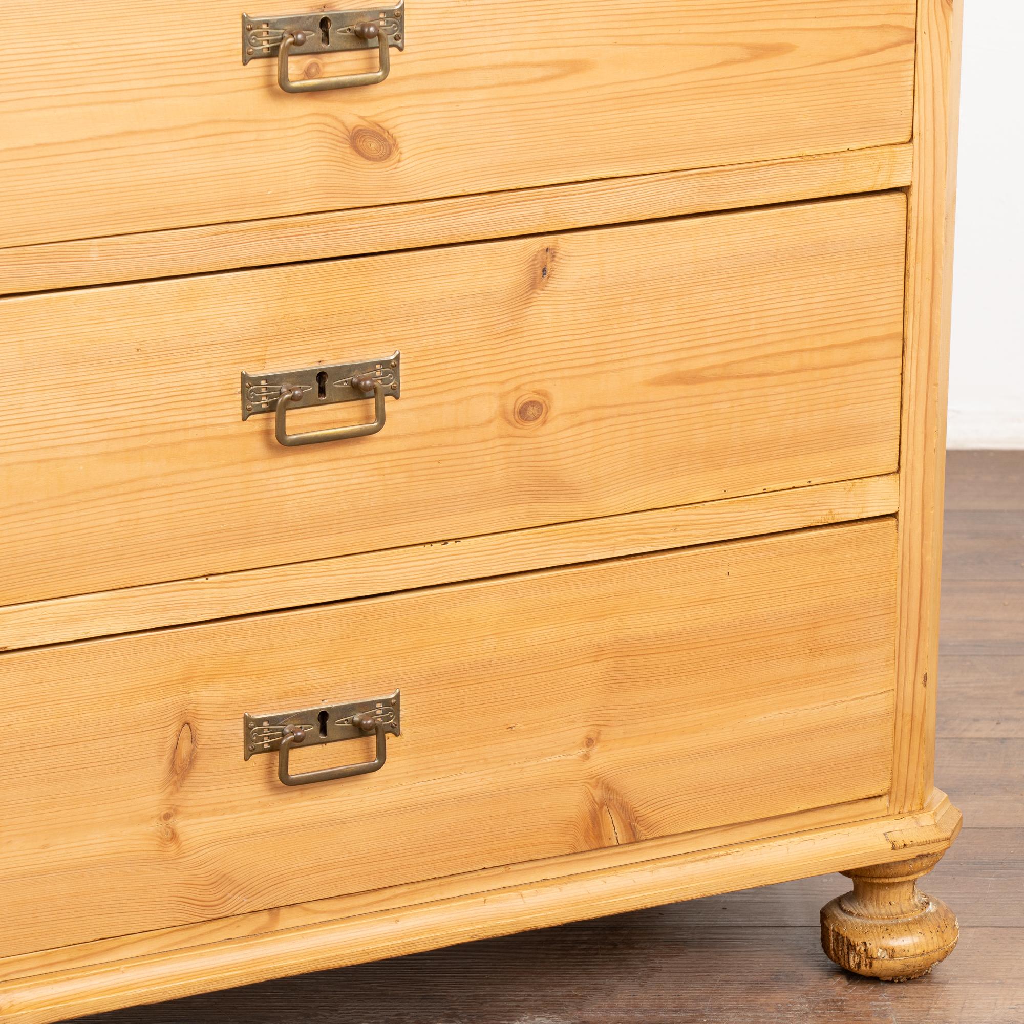 Pine Chest of Four Drawers, Denmark circa 1880 For Sale 2