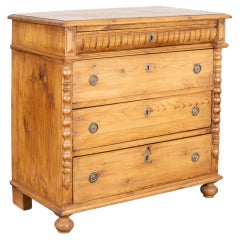 Antique Pine Chest of Four Drawers, Denmark, circa 1880
