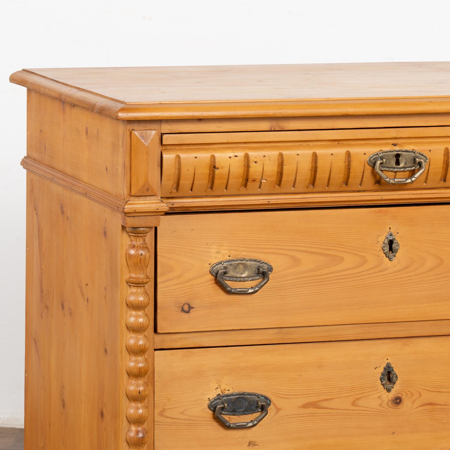 20th Century Pine Chest of Four Drawers, Denmark circa 1900 For Sale
